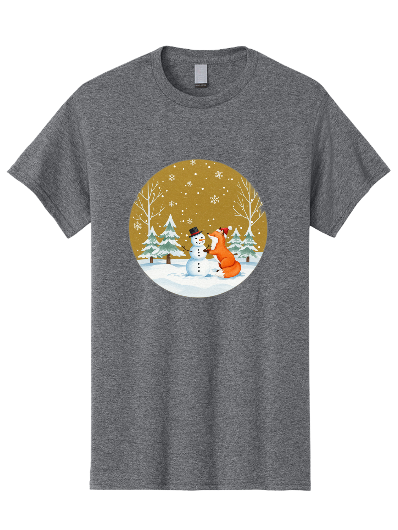 Fox-And-Snowman-Winter-Scene Men'S Graphic Tee, 100% Cotton, Comfortable Casual Summer Wear, Machine Washable, Vintage Camera, Old Camera, Antique Camera, Black Camera, Classic Photography, Photography Equipment, Nostalgic Device, Film Camera, Baf106