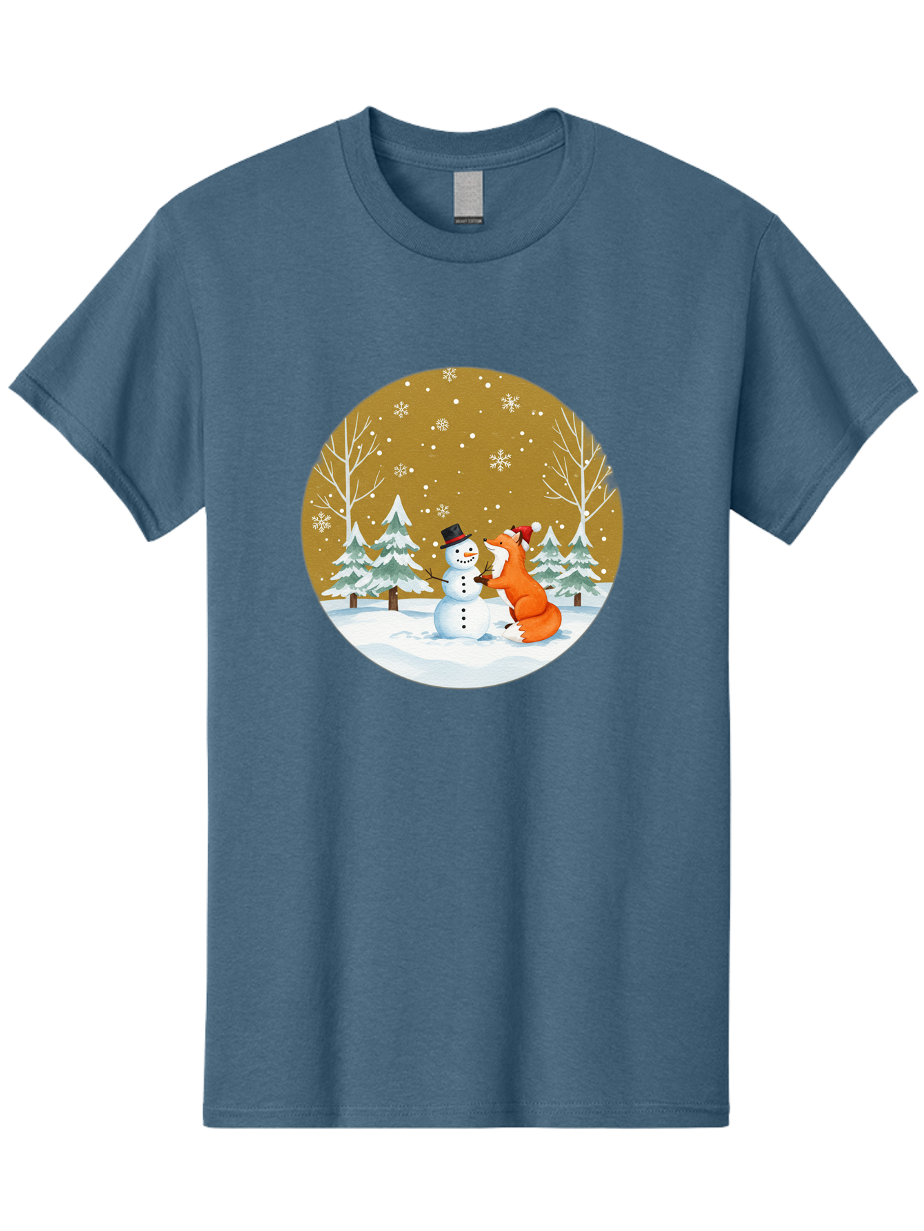 Fox-And-Snowman-Winter-Scene Men'S Graphic Tee, 100% Cotton, Comfortable Casual Summer Wear, Machine Washable, Vintage Camera, Old Camera, Antique Camera, Black Camera, Classic Photography, Photography Equipment, Nostalgic Device, Film Camera, Baf106