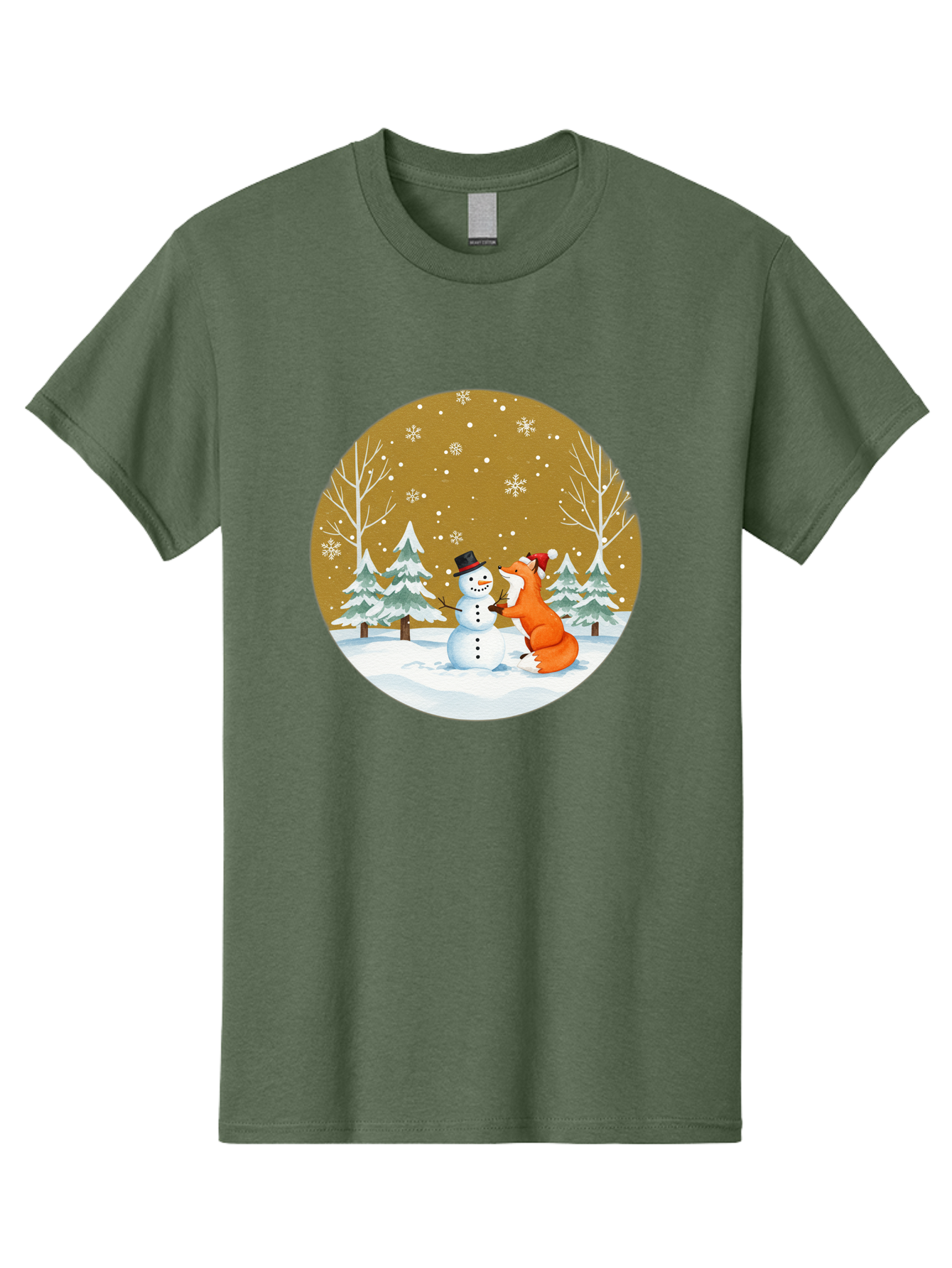 Fox-And-Snowman-Winter-Scene Men'S Graphic Tee, 100% Cotton, Comfortable Casual Summer Wear, Machine Washable, Vintage Camera, Old Camera, Antique Camera, Black Camera, Classic Photography, Photography Equipment, Nostalgic Device, Film Camera, Baf106