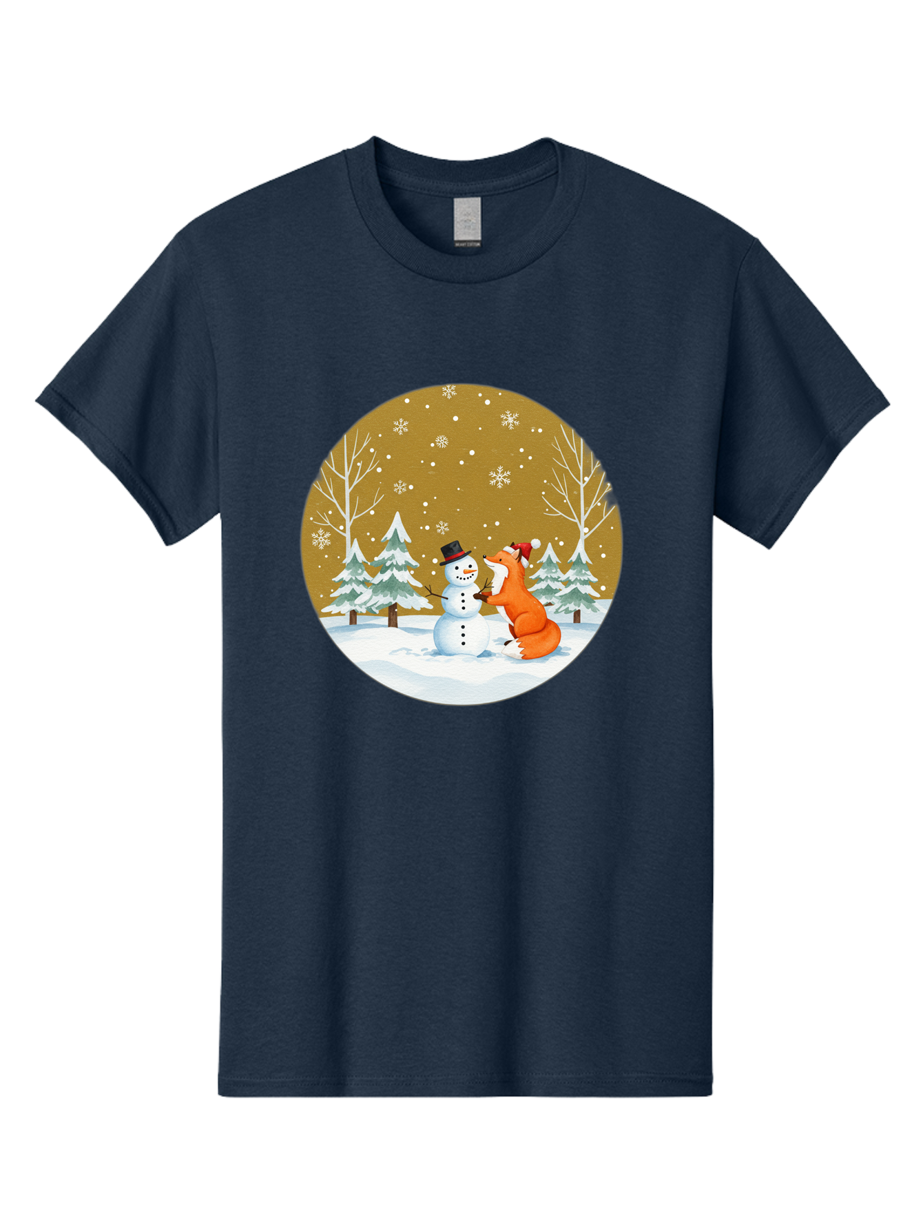 Fox-And-Snowman-Winter-Scene Men'S Graphic Tee, 100% Cotton, Comfortable Casual Summer Wear, Machine Washable, Vintage Camera, Old Camera, Antique Camera, Black Camera, Classic Photography, Photography Equipment, Nostalgic Device, Film Camera, Baf106