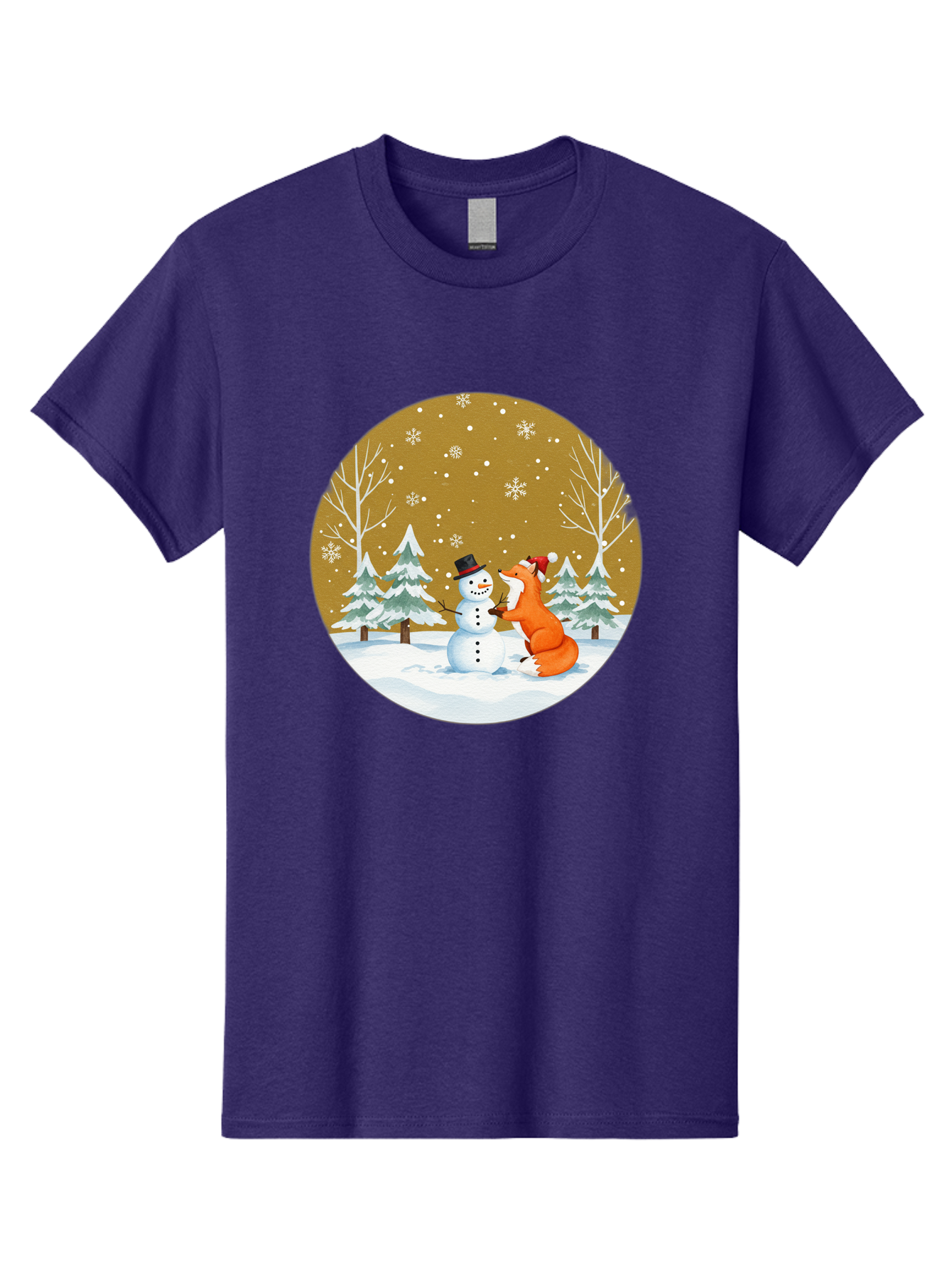 Fox-And-Snowman-Winter-Scene Men'S Graphic Tee, 100% Cotton, Comfortable Casual Summer Wear, Machine Washable, Vintage Camera, Old Camera, Antique Camera, Black Camera, Classic Photography, Photography Equipment, Nostalgic Device, Film Camera, Baf106