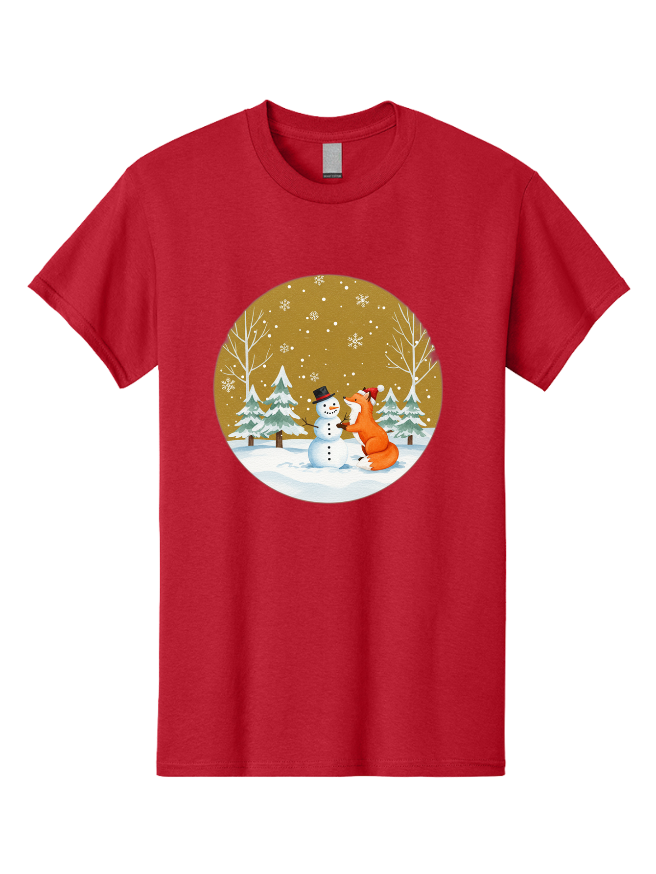Fox-And-Snowman-Winter-Scene Men'S Graphic Tee, 100% Cotton, Comfortable Casual Summer Wear, Machine Washable, Vintage Camera, Old Camera, Antique Camera, Black Camera, Classic Photography, Photography Equipment, Nostalgic Device, Film Camera, Baf106
