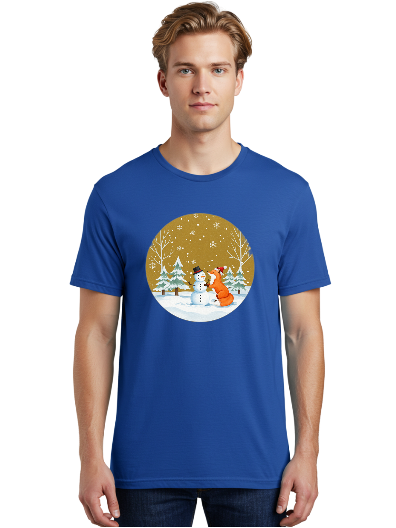 Fox-And-Snowman-Winter-Scene Men'S Graphic Tee, 100% Cotton, Comfortable Casual Summer Wear, Machine Washable, Vintage Camera, Old Camera, Antique Camera, Black Camera, Classic Photography, Photography Equipment, Nostalgic Device, Film Camera, Baf106