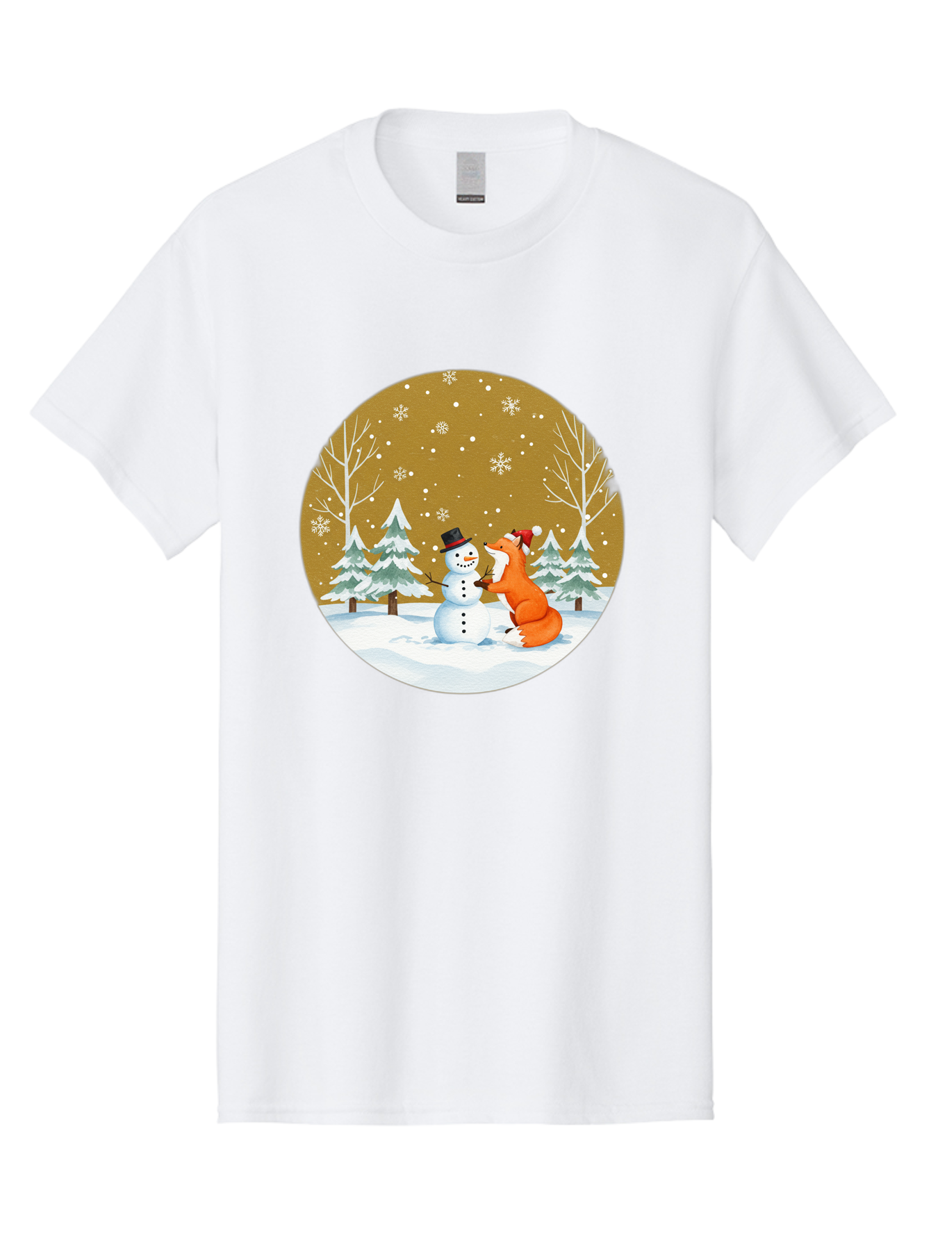 Fox-And-Snowman-Winter-Scene Men'S Graphic Tee, 100% Cotton, Comfortable Casual Summer Wear, Machine Washable, Vintage Camera, Old Camera, Antique Camera, Black Camera, Classic Photography, Photography Equipment, Nostalgic Device, Film Camera, Baf106
