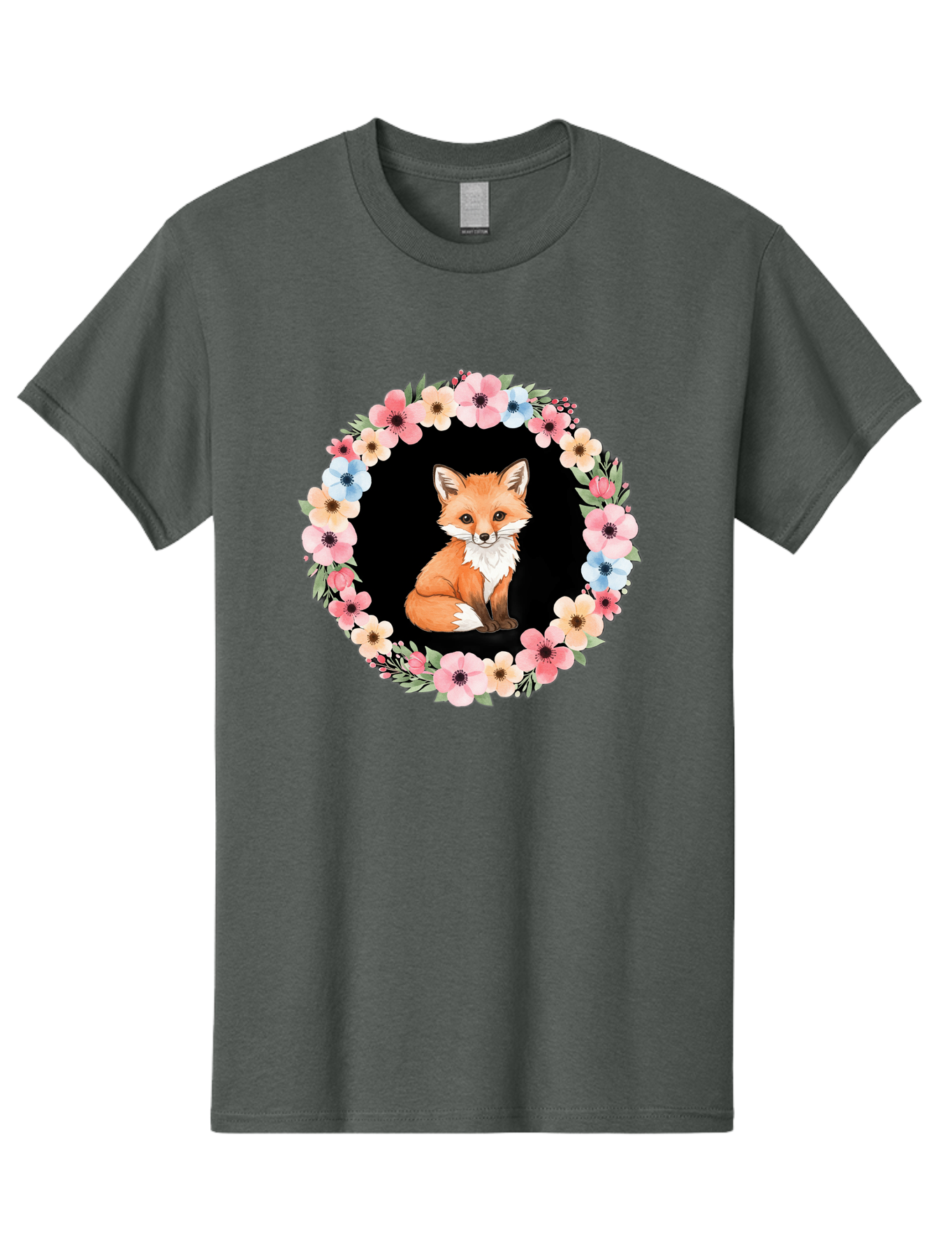 Fox-In-Floral-Wreath Men'S Graphic Tee, 100% Cotton, Comfortable Casual Summer Wear, Machine Washable, Vintage Camera, Old Camera, Antique Camera, Black Camera, Classic Photography, Photography Equipment, Nostalgic Device, Film Camera, Baf108