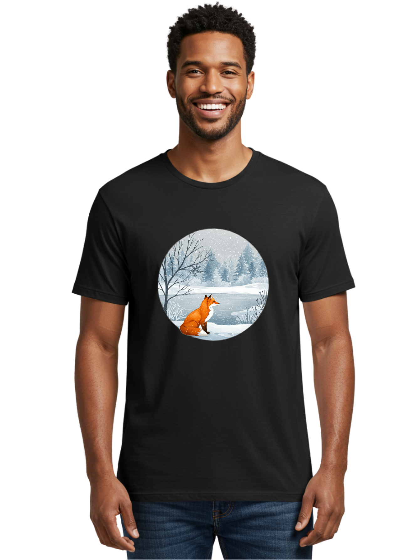 Fox-In-Winter-Landscape Men'S Graphic Tee, 100% Cotton, Comfortable Casual Summer Wear, Machine Washable, Vintage Camera, Old Camera, Antique Camera, Black Camera, Classic Photography, Photography Equipment, Nostalgic Device, Film Camera, Baf109