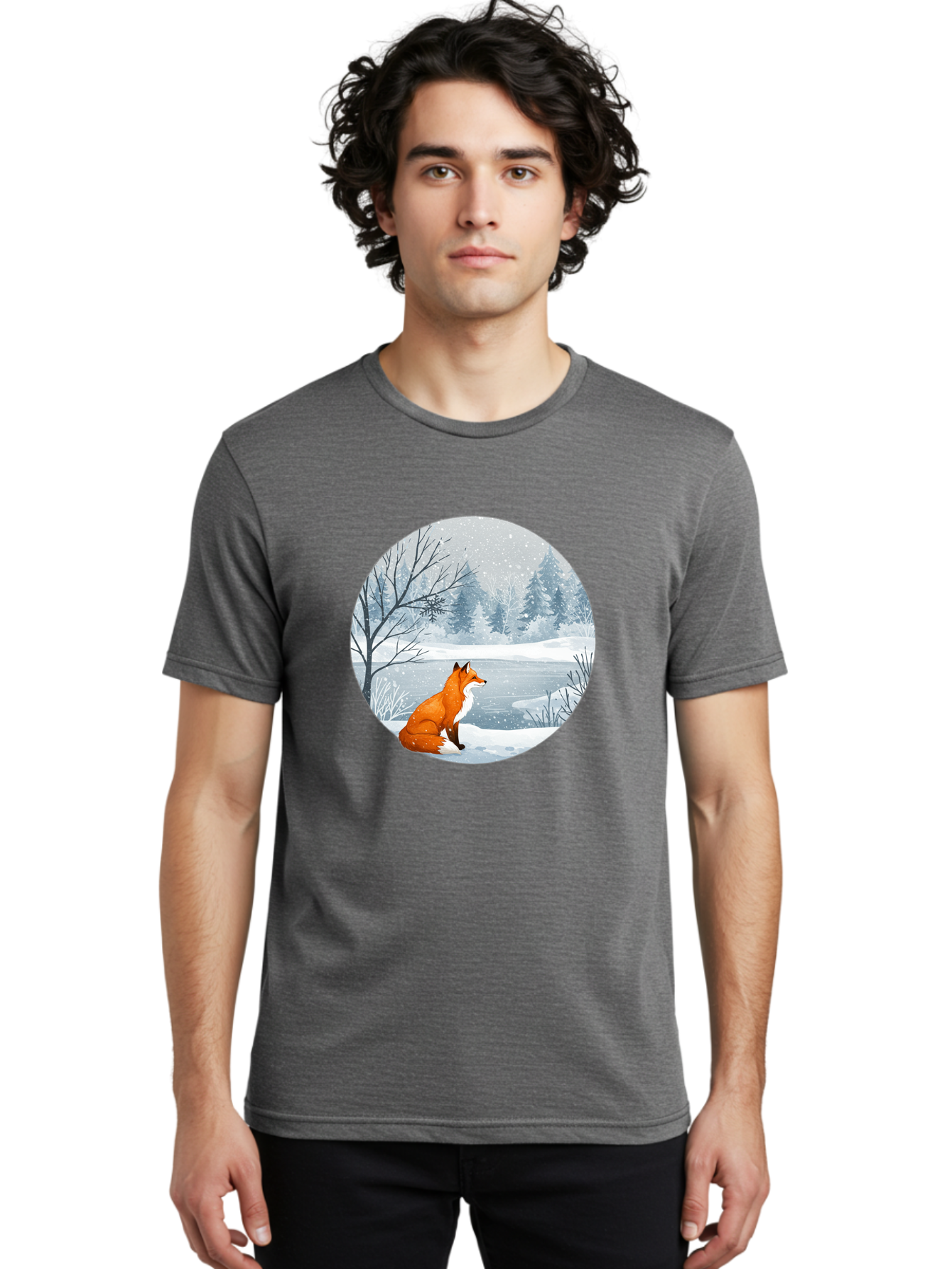 Fox-In-Winter-Landscape Men'S Graphic Tee, 100% Cotton, Comfortable Casual Summer Wear, Machine Washable, Vintage Camera, Old Camera, Antique Camera, Black Camera, Classic Photography, Photography Equipment, Nostalgic Device, Film Camera, Baf109