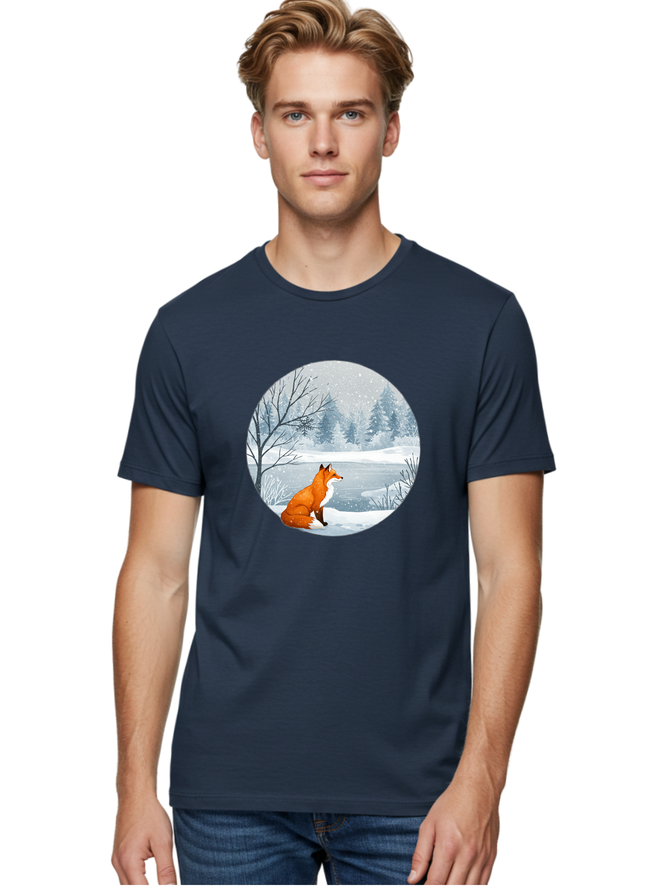 Fox-In-Winter-Landscape Men'S Graphic Tee, 100% Cotton, Comfortable Casual Summer Wear, Machine Washable, Vintage Camera, Old Camera, Antique Camera, Black Camera, Classic Photography, Photography Equipment, Nostalgic Device, Film Camera, Baf109