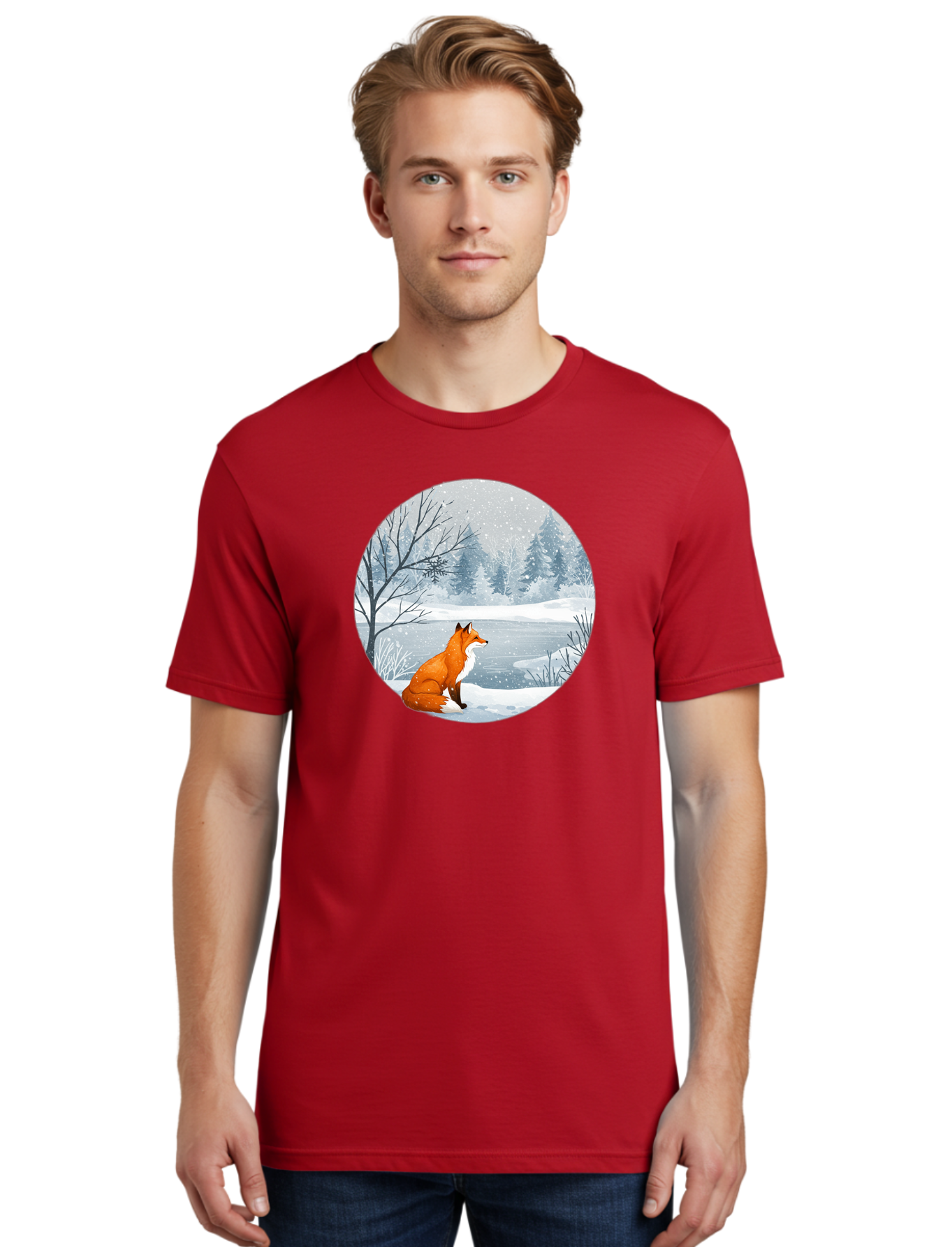 Fox-In-Winter-Landscape Men'S Graphic Tee, 100% Cotton, Comfortable Casual Summer Wear, Machine Washable, Vintage Camera, Old Camera, Antique Camera, Black Camera, Classic Photography, Photography Equipment, Nostalgic Device, Film Camera, Baf109