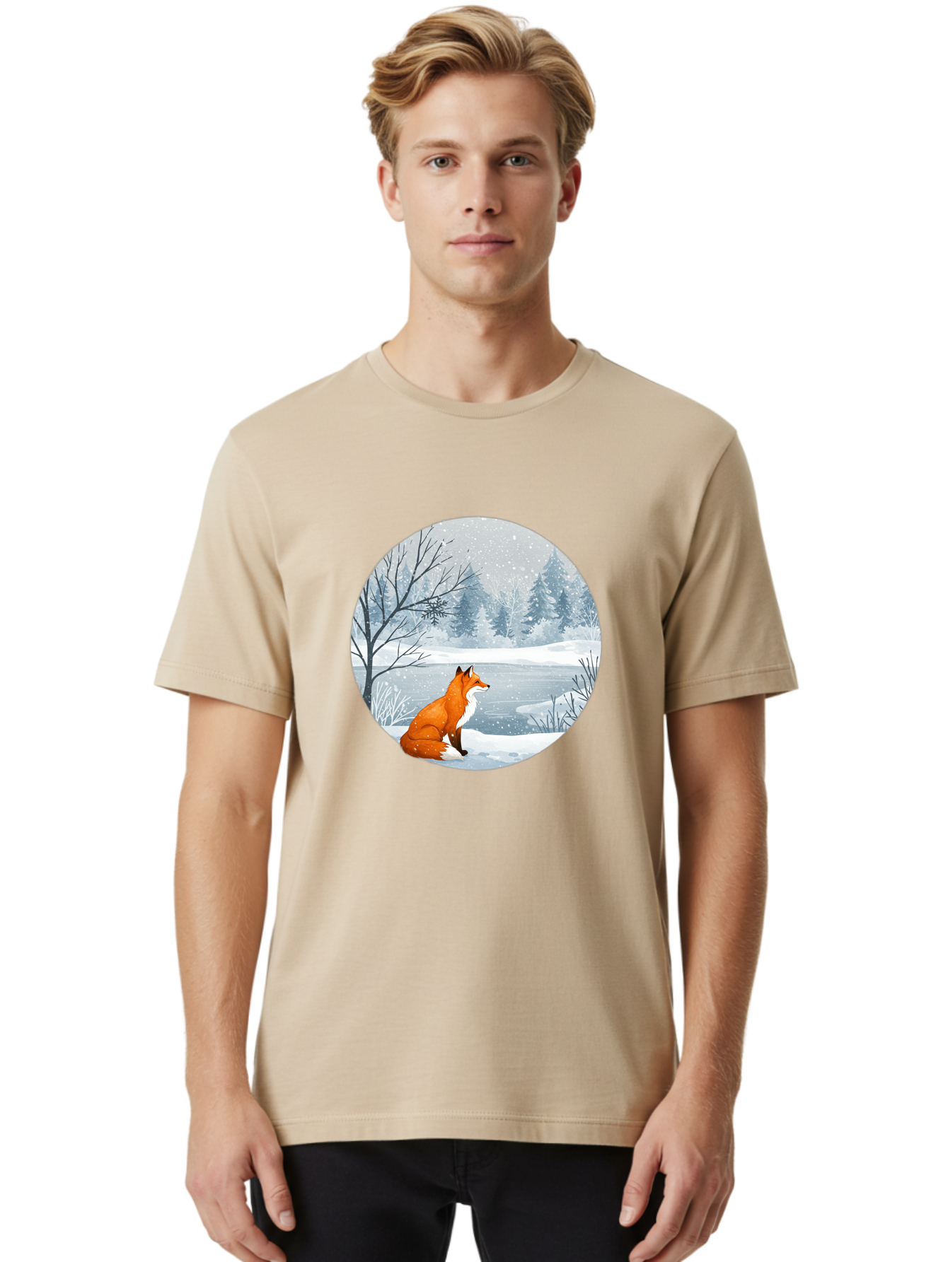 Fox-In-Winter-Landscape Men'S Graphic Tee, 100% Cotton, Comfortable Casual Summer Wear, Machine Washable, Vintage Camera, Old Camera, Antique Camera, Black Camera, Classic Photography, Photography Equipment, Nostalgic Device, Film Camera, Baf109