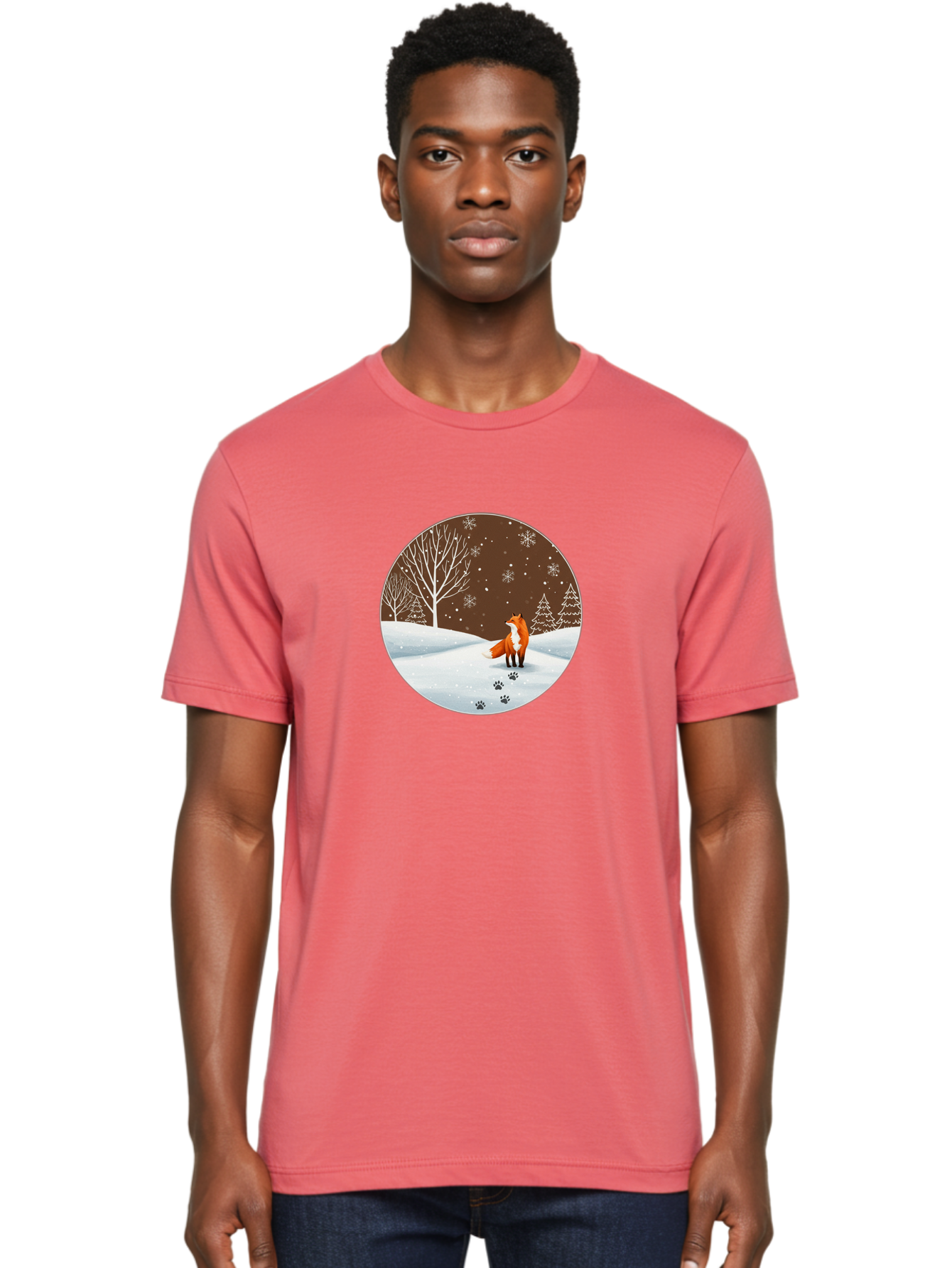 Fox-In-Winter-Scene-1 Men'S Graphic Tee, 100% Cotton, Comfortable Casual Summer Wear, Machine Washable, Vintage Camera, Old Camera, Antique Camera, Black Camera, Classic Photography, Photography Equipment, Nostalgic Device, Film Camera, Baf110
