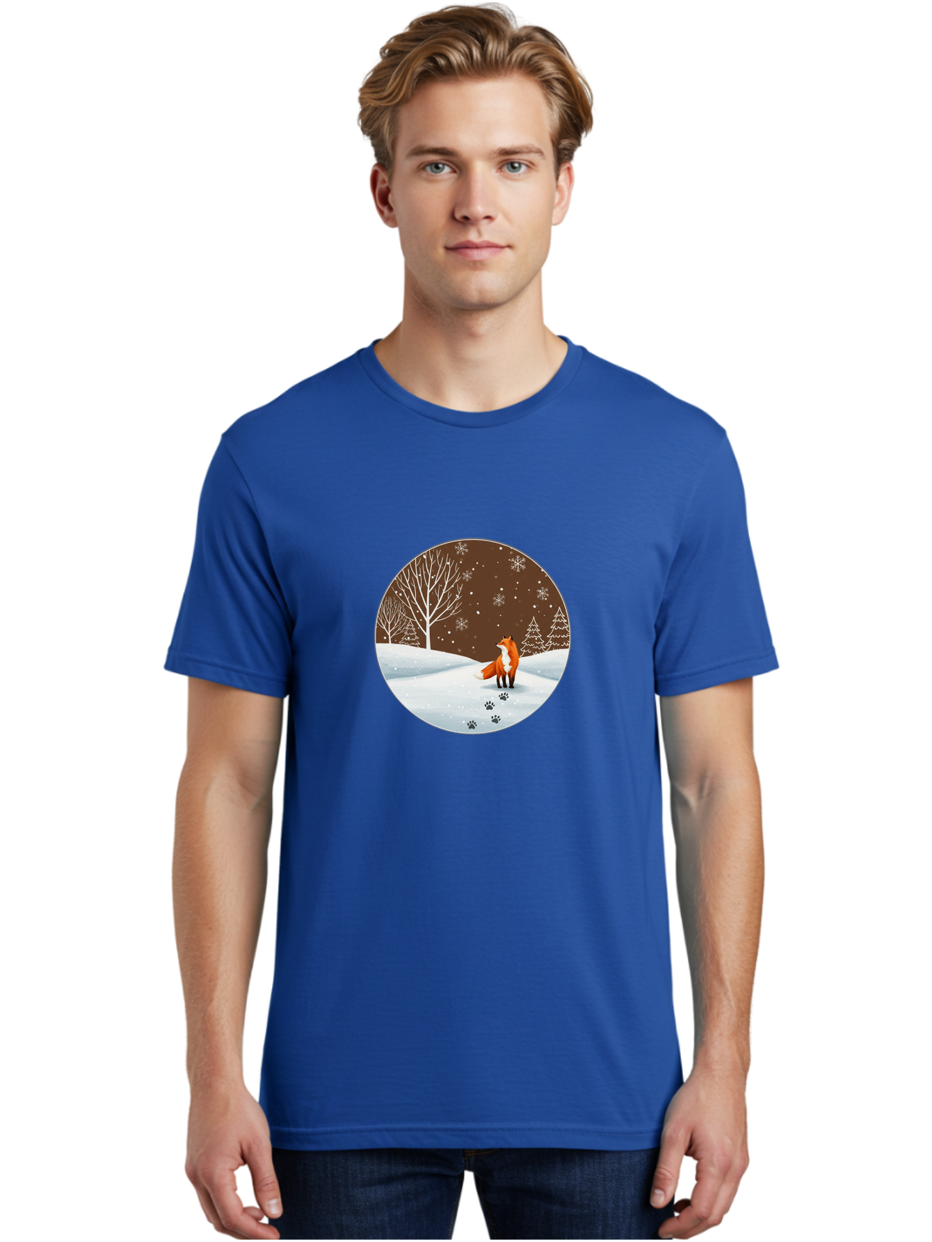 Fox-In-Winter-Scene-1 Men'S Graphic Tee, 100% Cotton, Comfortable Casual Summer Wear, Machine Washable, Vintage Camera, Old Camera, Antique Camera, Black Camera, Classic Photography, Photography Equipment, Nostalgic Device, Film Camera, Baf110