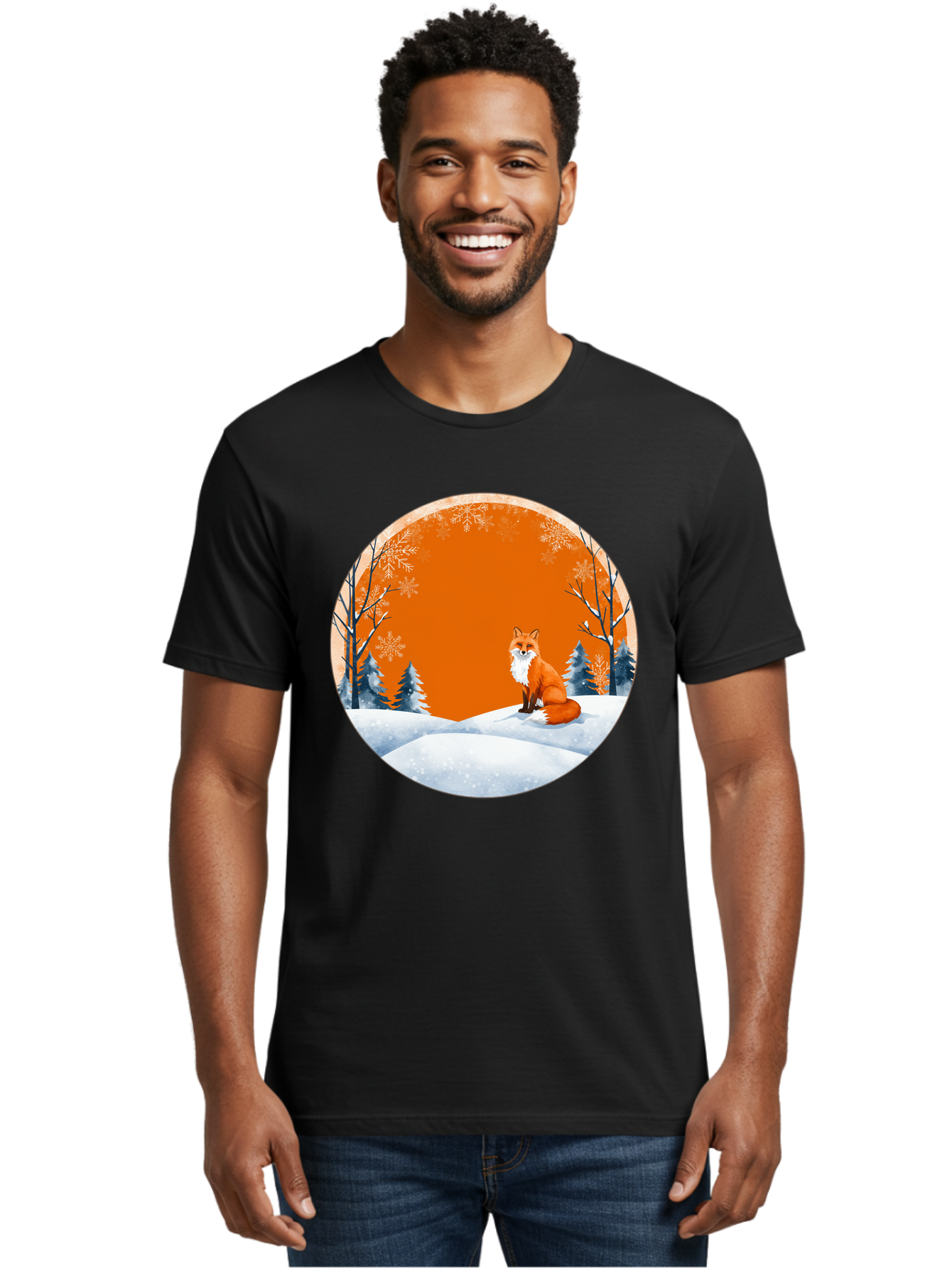 Fox-In-Winter-Scene Men'S Graphic Tee, 100% Cotton, Comfortable Casual Summer Wear, Machine Washable, Vintage Camera, Old Camera, Antique Camera, Black Camera, Classic Photography, Photography Equipment, Nostalgic Device, Film Camera, Baf111