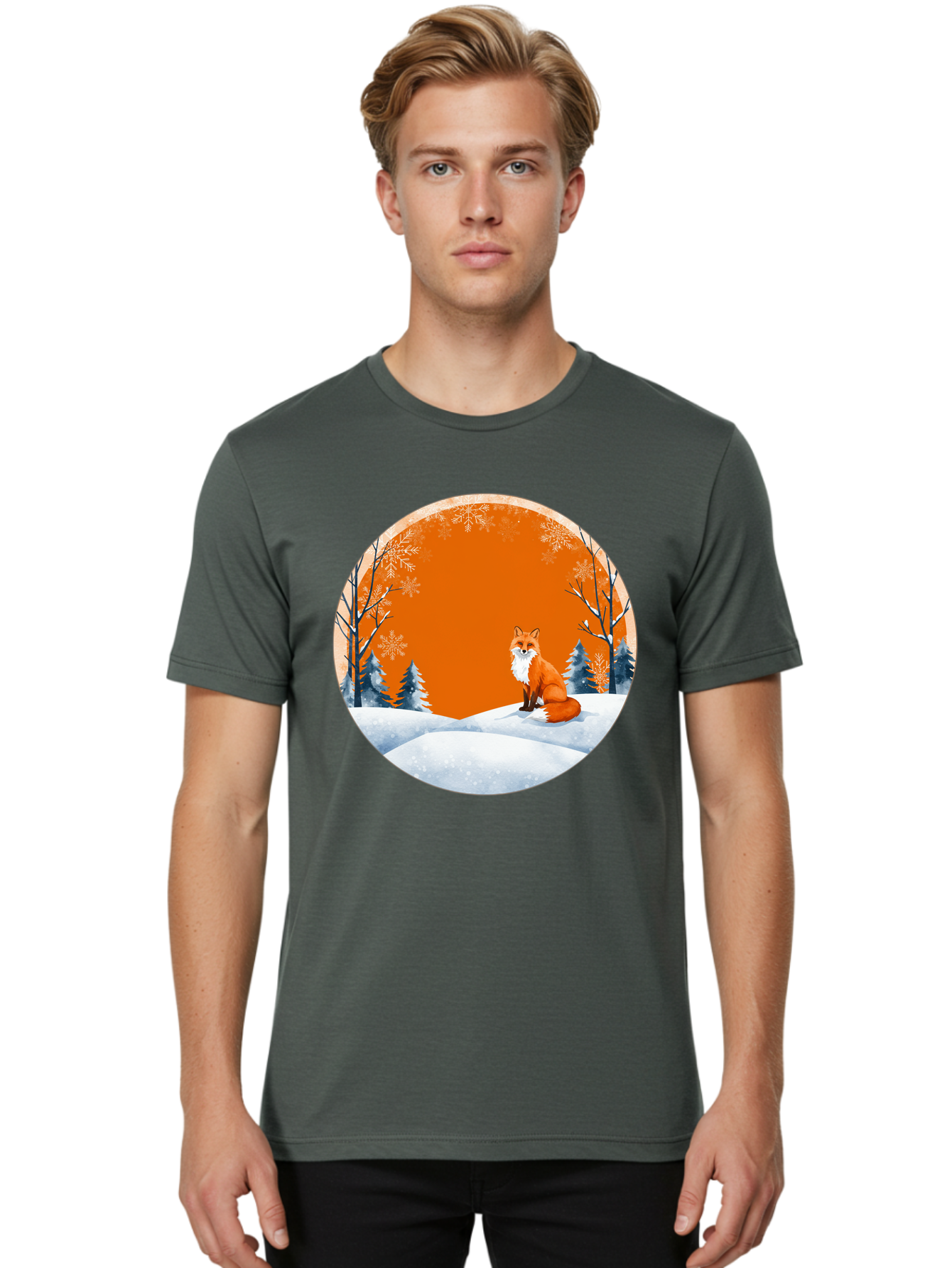 Fox-In-Winter-Scene Men'S Graphic Tee, 100% Cotton, Comfortable Casual Summer Wear, Machine Washable, Vintage Camera, Old Camera, Antique Camera, Black Camera, Classic Photography, Photography Equipment, Nostalgic Device, Film Camera, Baf111
