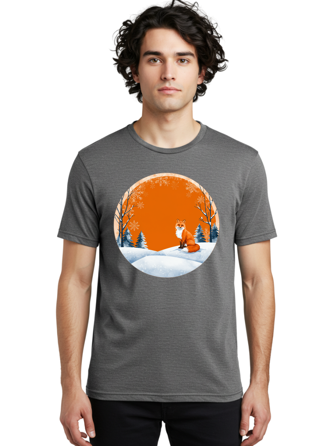 Fox-In-Winter-Scene Men'S Graphic Tee, 100% Cotton, Comfortable Casual Summer Wear, Machine Washable, Vintage Camera, Old Camera, Antique Camera, Black Camera, Classic Photography, Photography Equipment, Nostalgic Device, Film Camera, Baf111
