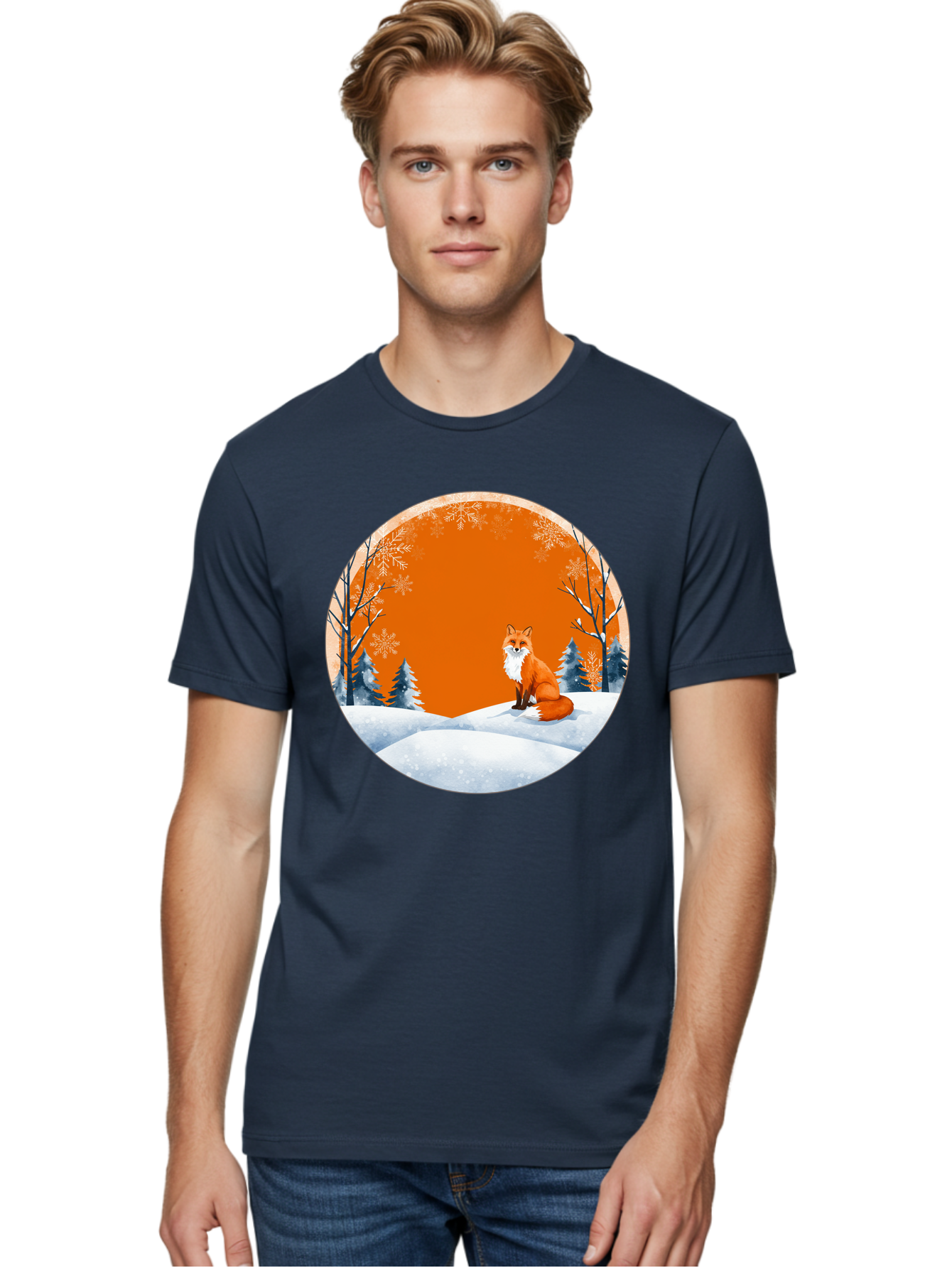 Fox-In-Winter-Scene Men'S Graphic Tee, 100% Cotton, Comfortable Casual Summer Wear, Machine Washable, Vintage Camera, Old Camera, Antique Camera, Black Camera, Classic Photography, Photography Equipment, Nostalgic Device, Film Camera, Baf111