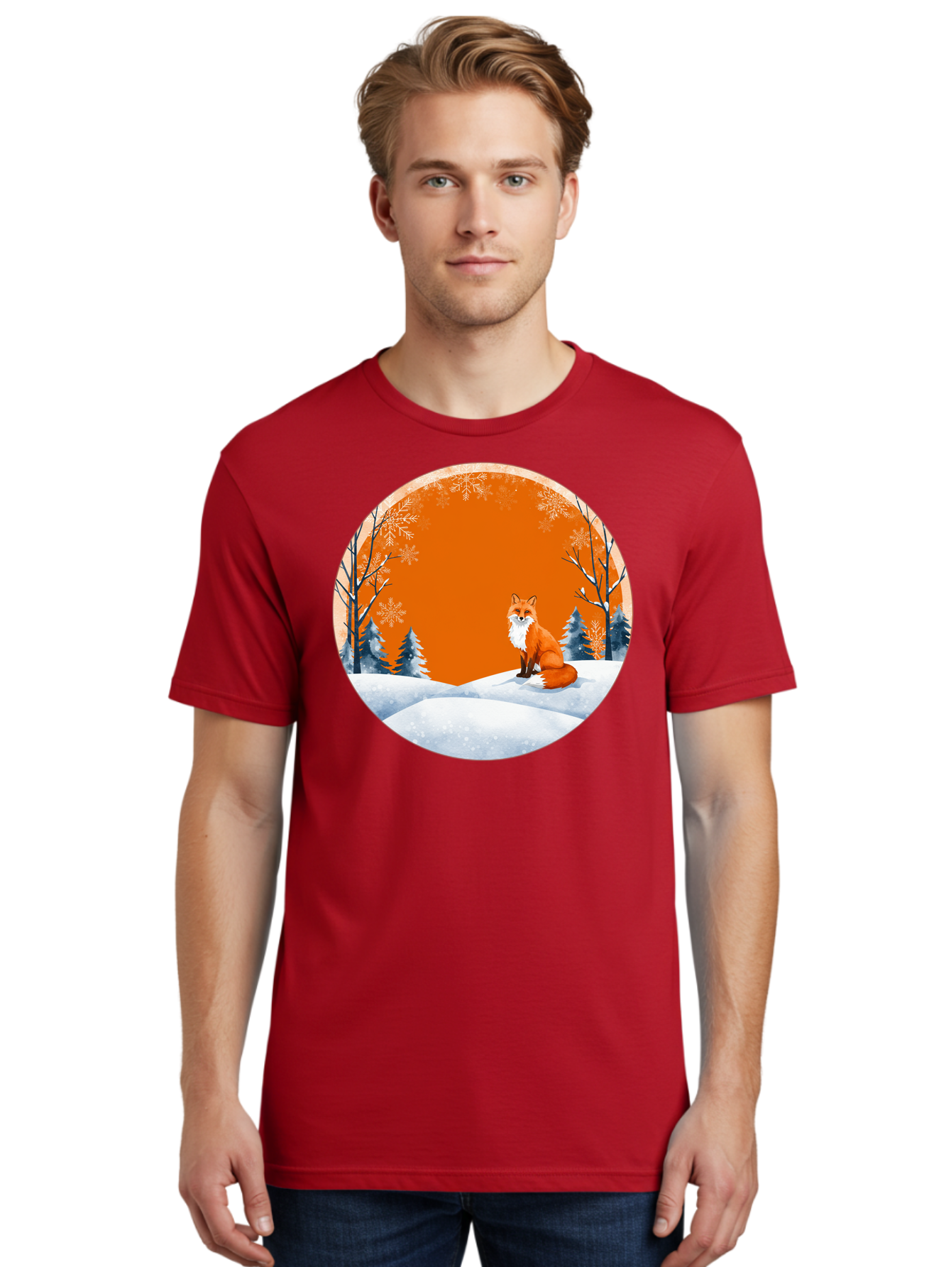 Fox-In-Winter-Scene Men'S Graphic Tee, 100% Cotton, Comfortable Casual Summer Wear, Machine Washable, Vintage Camera, Old Camera, Antique Camera, Black Camera, Classic Photography, Photography Equipment, Nostalgic Device, Film Camera, Baf111