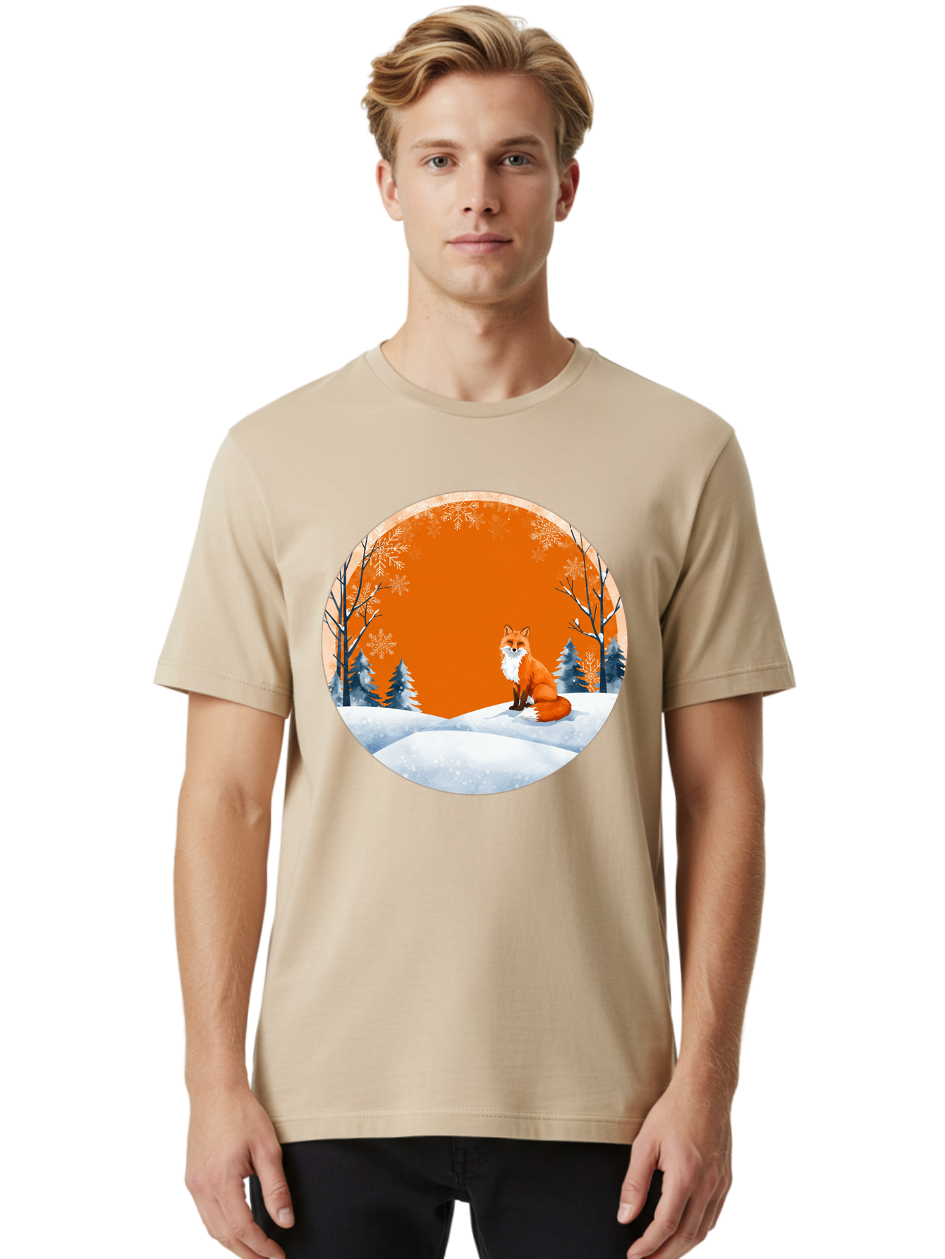 Fox-In-Winter-Scene Men'S Graphic Tee, 100% Cotton, Comfortable Casual Summer Wear, Machine Washable, Vintage Camera, Old Camera, Antique Camera, Black Camera, Classic Photography, Photography Equipment, Nostalgic Device, Film Camera, Baf111