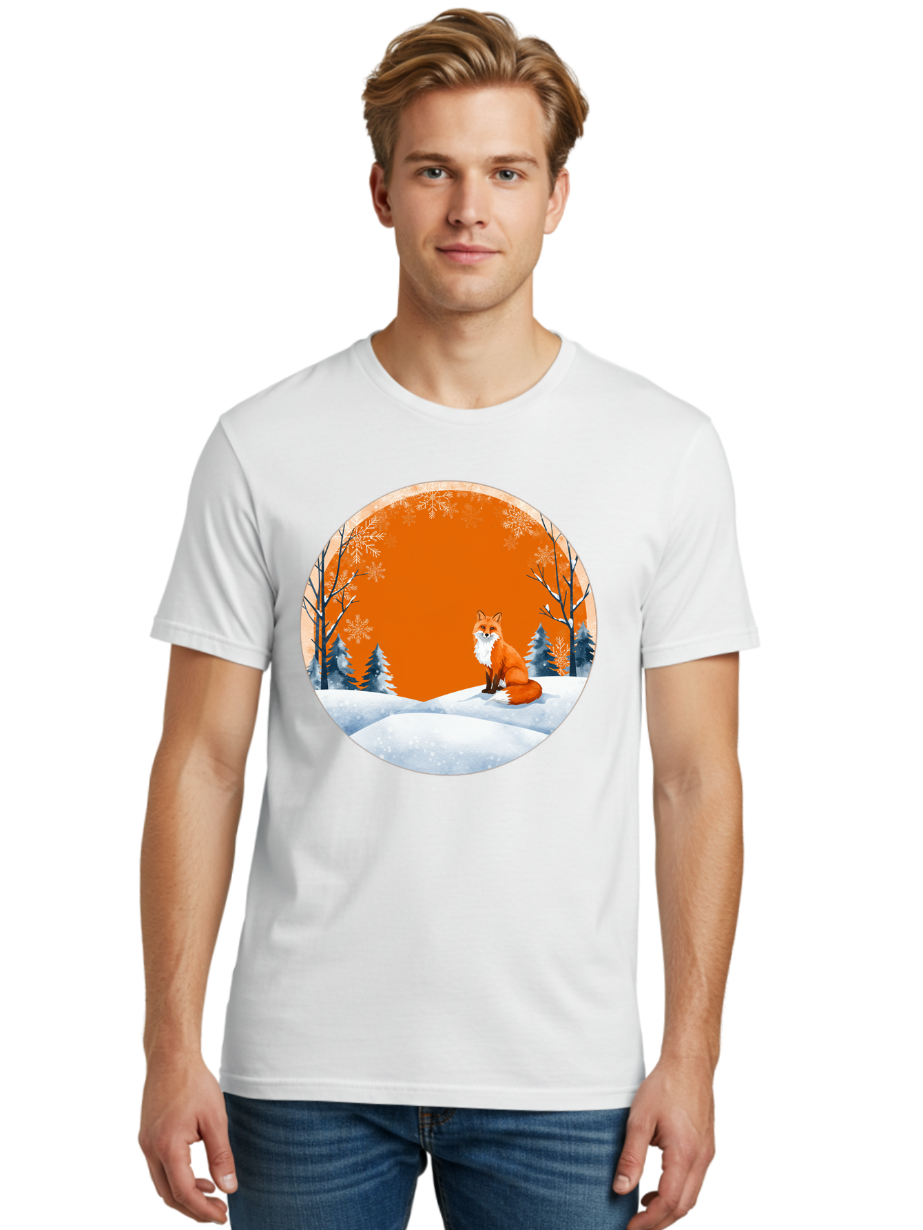 Fox-In-Winter-Scene Men'S Graphic Tee, 100% Cotton, Comfortable Casual Summer Wear, Machine Washable, Vintage Camera, Old Camera, Antique Camera, Black Camera, Classic Photography, Photography Equipment, Nostalgic Device, Film Camera, Baf111