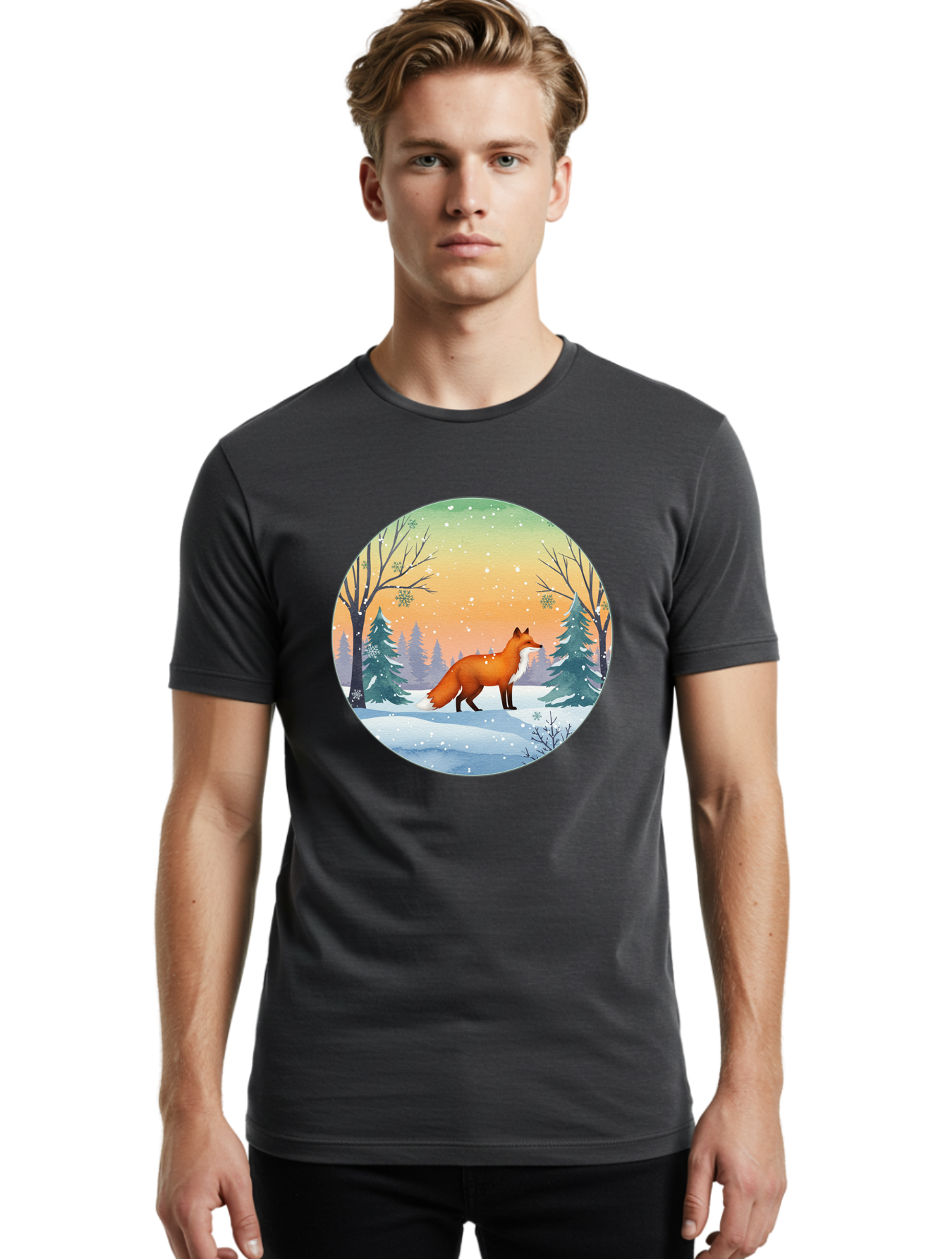 Fox-In-Winter Men'S Graphic Tee, 100% Cotton, Comfortable Casual Summer Wear, Machine Washable, Vintage Camera, Old Camera, Antique Camera, Black Camera, Classic Photography, Photography Equipment, Nostalgic Device, Film Camera, Camera Art Baf112