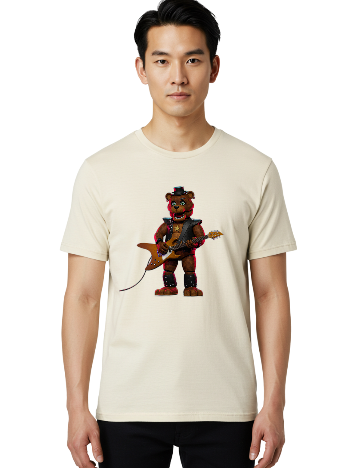 Freddy-Fazbear-1 Men'S Graphic Tee, 100% Cotton, Comfortable Casual Summer Wear, Machine Washable, Vintage Camera, Old Camera, Antique Camera, Black Camera, Classic Photography, Photography Equipment, Nostalgic Device, Film Camera, Camera Art Baf114
