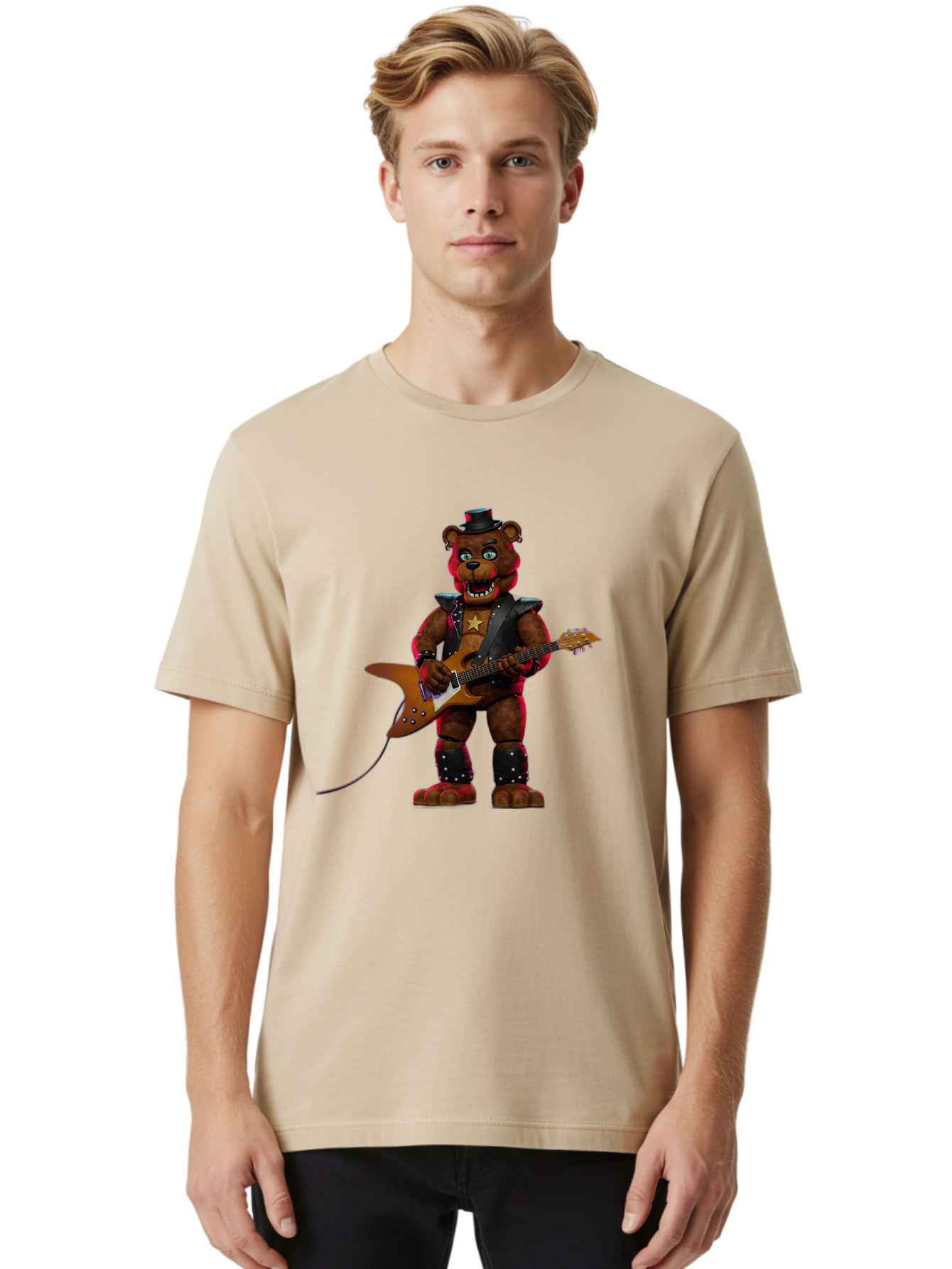 Freddy-Fazbear-1 Men'S Graphic Tee, 100% Cotton, Comfortable Casual Summer Wear, Machine Washable, Vintage Camera, Old Camera, Antique Camera, Black Camera, Classic Photography, Photography Equipment, Nostalgic Device, Film Camera, Camera Art Baf114