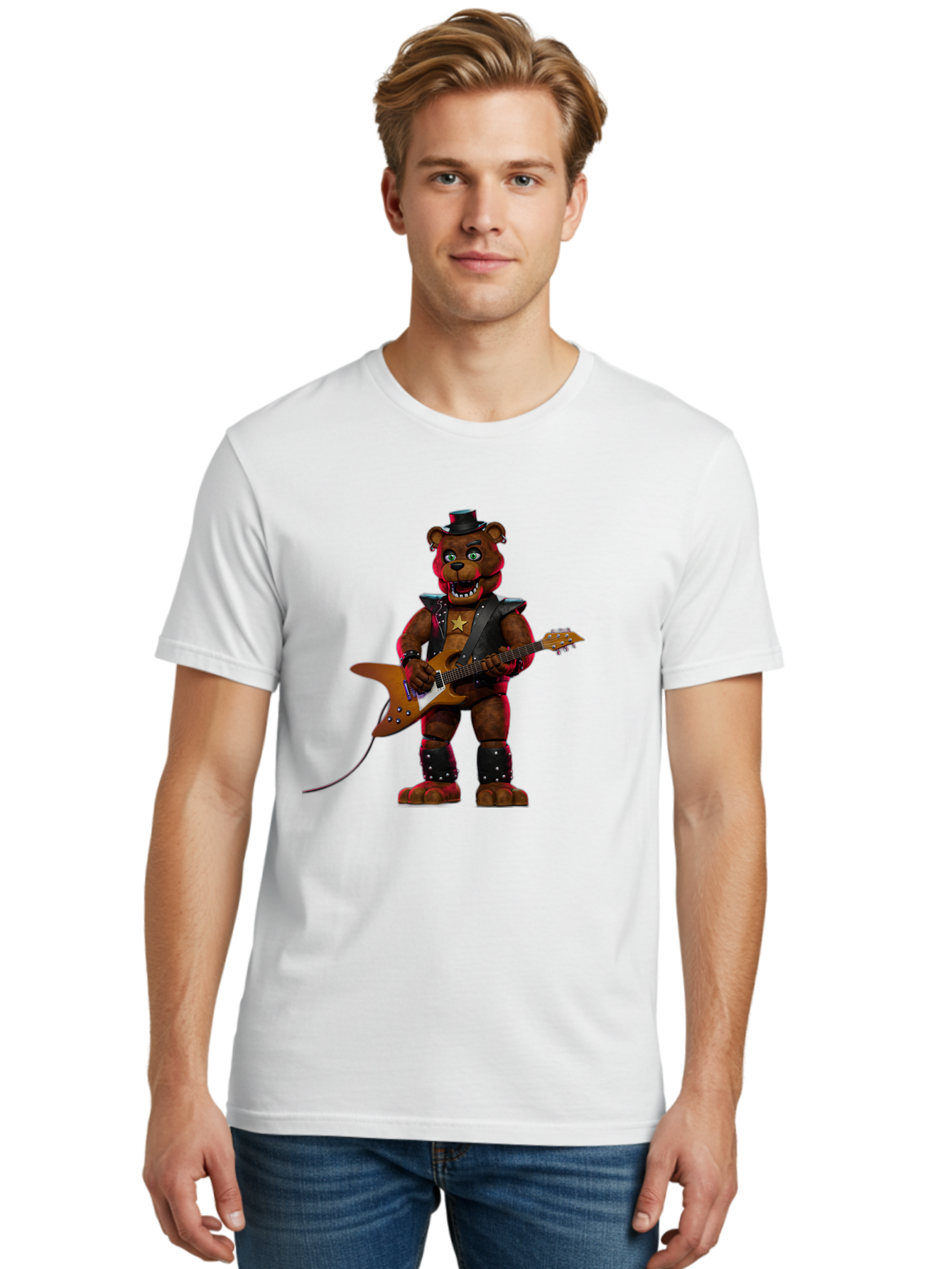 Freddy-Fazbear-1 Men'S Graphic Tee, 100% Cotton, Comfortable Casual Summer Wear, Machine Washable, Vintage Camera, Old Camera, Antique Camera, Black Camera, Classic Photography, Photography Equipment, Nostalgic Device, Film Camera, Camera Art Baf114