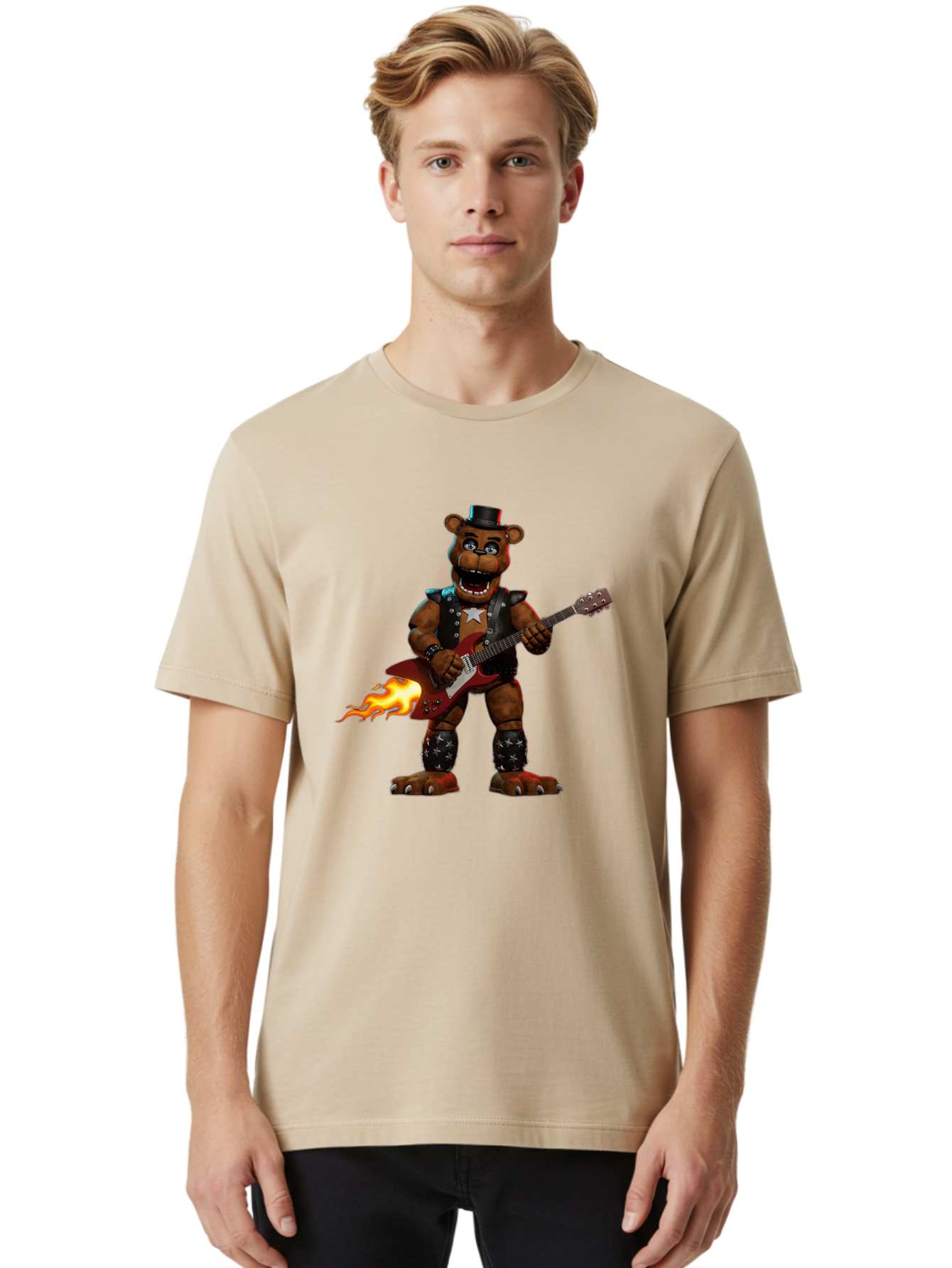 Freddy-Fazbear-3 Men'S Graphic Tee, 100% Cotton, Comfortable Casual Summer Wear, Machine Washable, Vintage Camera, Old Camera, Antique Camera, Black Camera, Classic Photography, Photography Equipment, Nostalgic Device, Film Camera, Camera Art Baf116