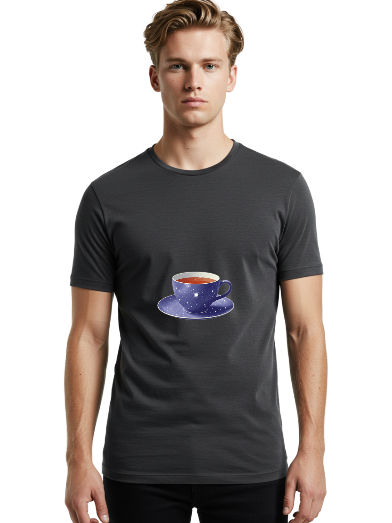 Galaxy-Tea-Cup Men'S Graphic Tee, 100% Cotton, Comfortable Casual Summer Wear, Machine Washable, Vintage Camera, Old Camera, Antique Camera, Black Camera, Classic Photography, Photography Equipment, Nostalgic Device, Film Camera, Camera Art Baf122
