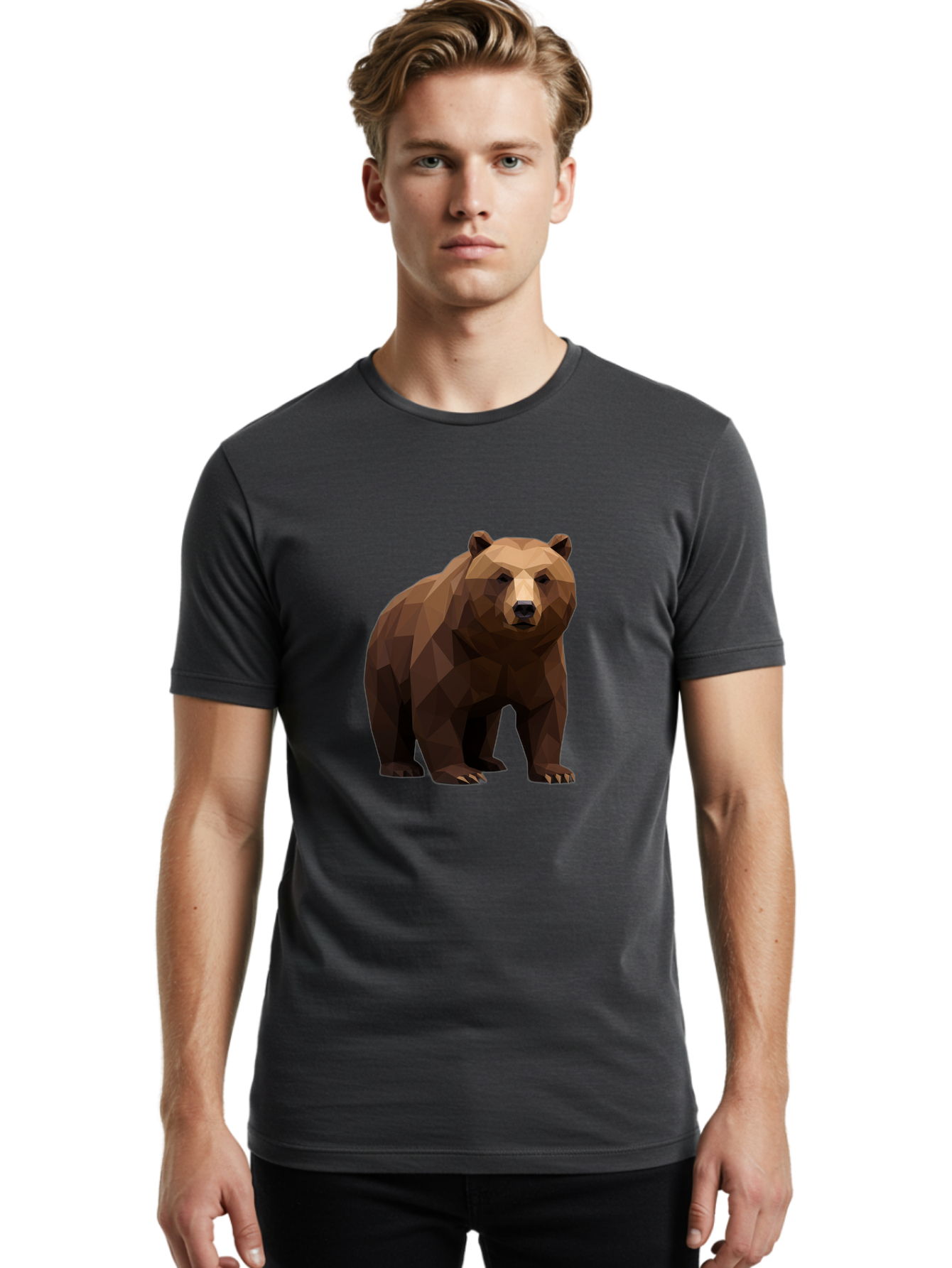 Geometric-Bear-2 Men'S Graphic Tee, 100% Cotton, Comfortable Casual Summer Wear, Machine Washable, Vintage Camera, Old Camera, Antique Camera, Black Camera, Classic Photography, Photography Equipment, Nostalgic Device, Film Camera, Camera Art Baf124