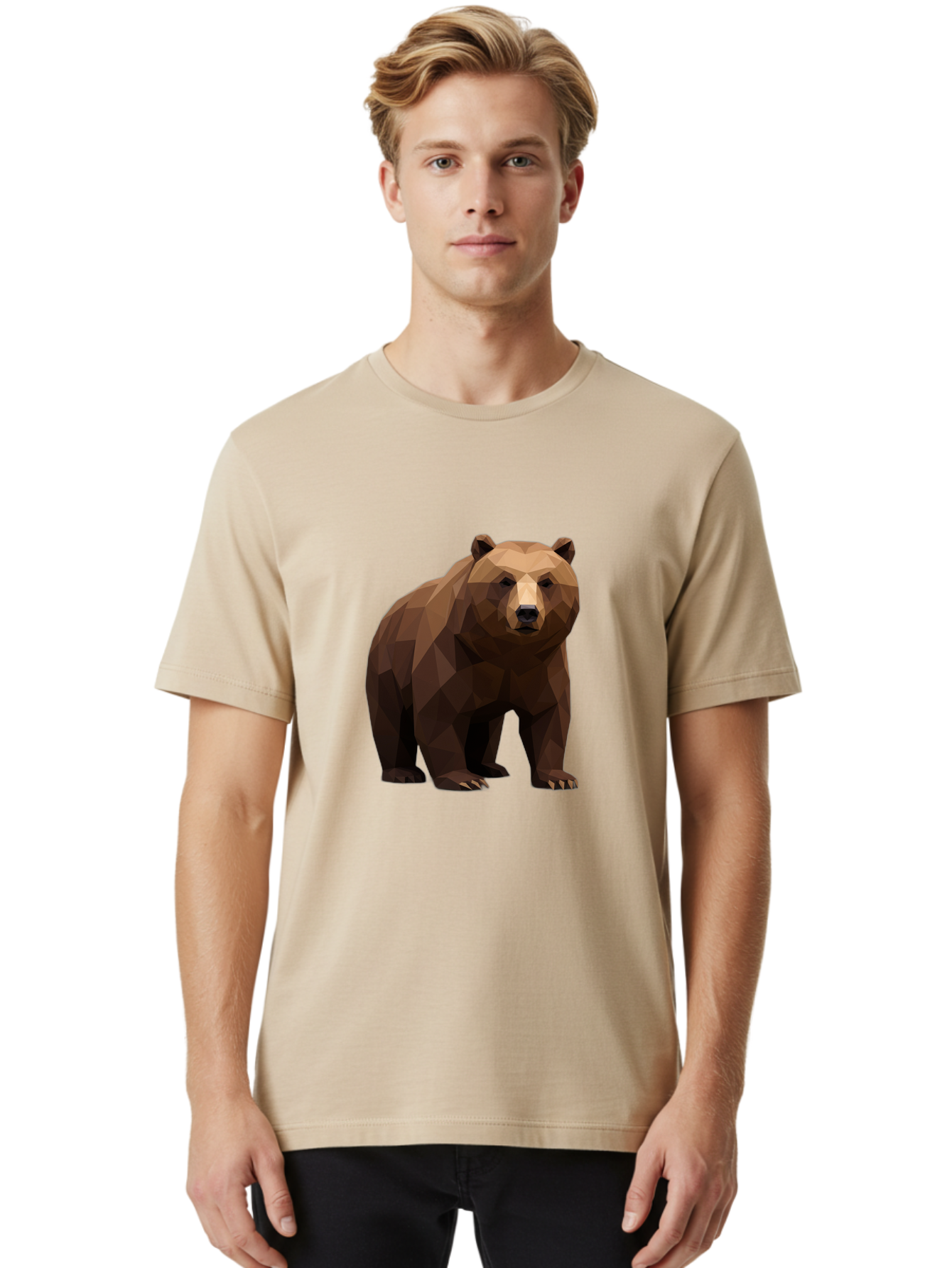 Geometric-Bear-2 Men'S Graphic Tee, 100% Cotton, Comfortable Casual Summer Wear, Machine Washable, Vintage Camera, Old Camera, Antique Camera, Black Camera, Classic Photography, Photography Equipment, Nostalgic Device, Film Camera, Camera Art Baf124