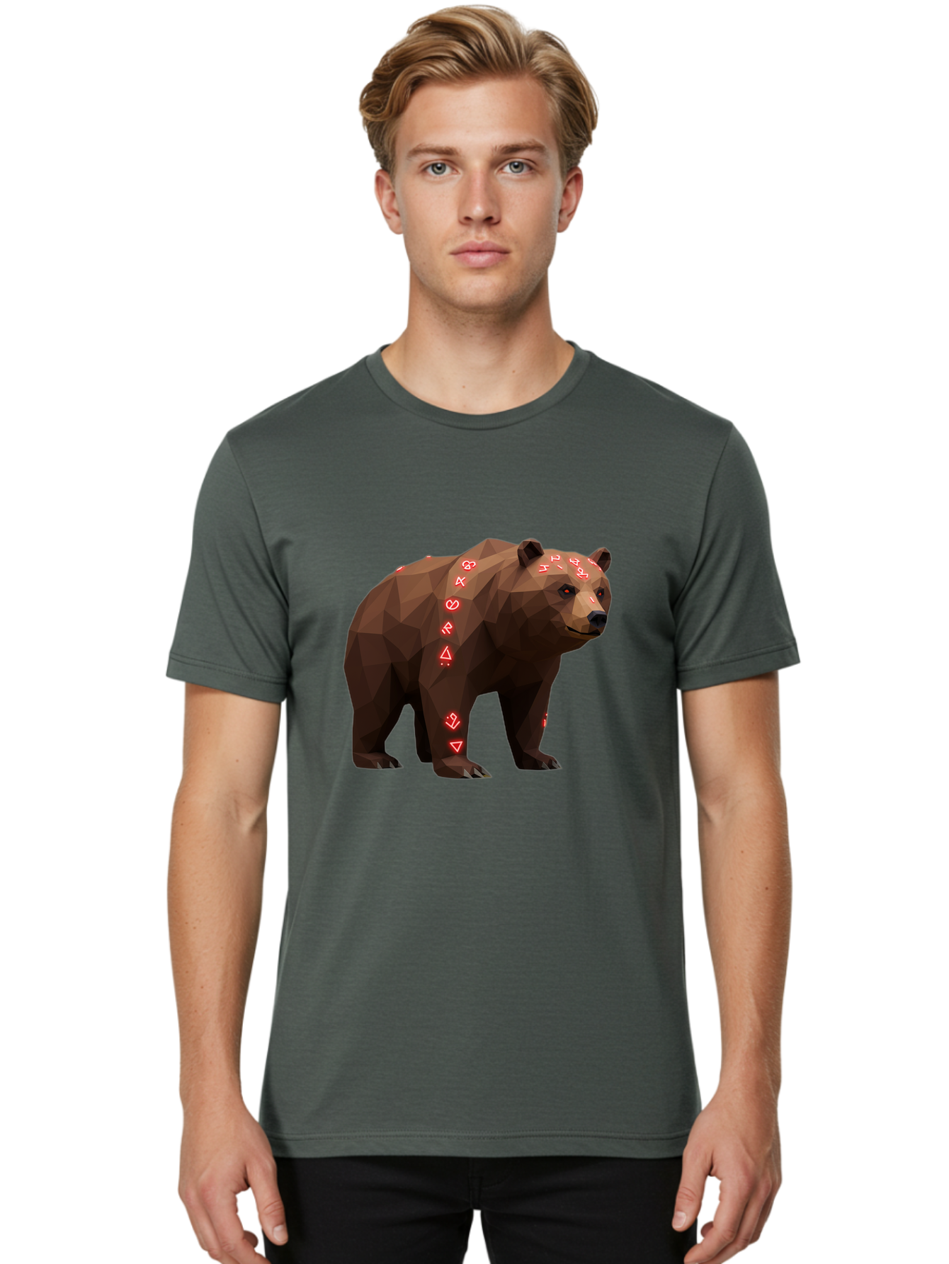 Geometric-Bear Men'S Graphic Tee, 100% Cotton, Comfortable Casual Summer Wear, Machine Washable, Vintage Camera, Old Camera, Antique Camera, Black Camera, Classic Photography, Photography Equipment, Nostalgic Device, Film Camera, Camera Art Baf125