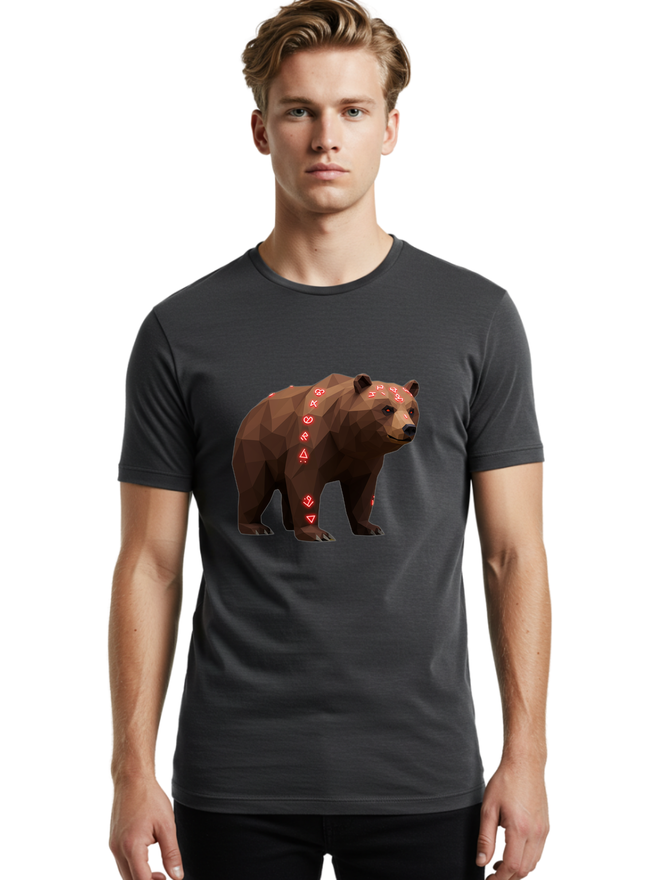 Geometric-Bear Men'S Graphic Tee, 100% Cotton, Comfortable Casual Summer Wear, Machine Washable, Vintage Camera, Old Camera, Antique Camera, Black Camera, Classic Photography, Photography Equipment, Nostalgic Device, Film Camera, Camera Art Baf125