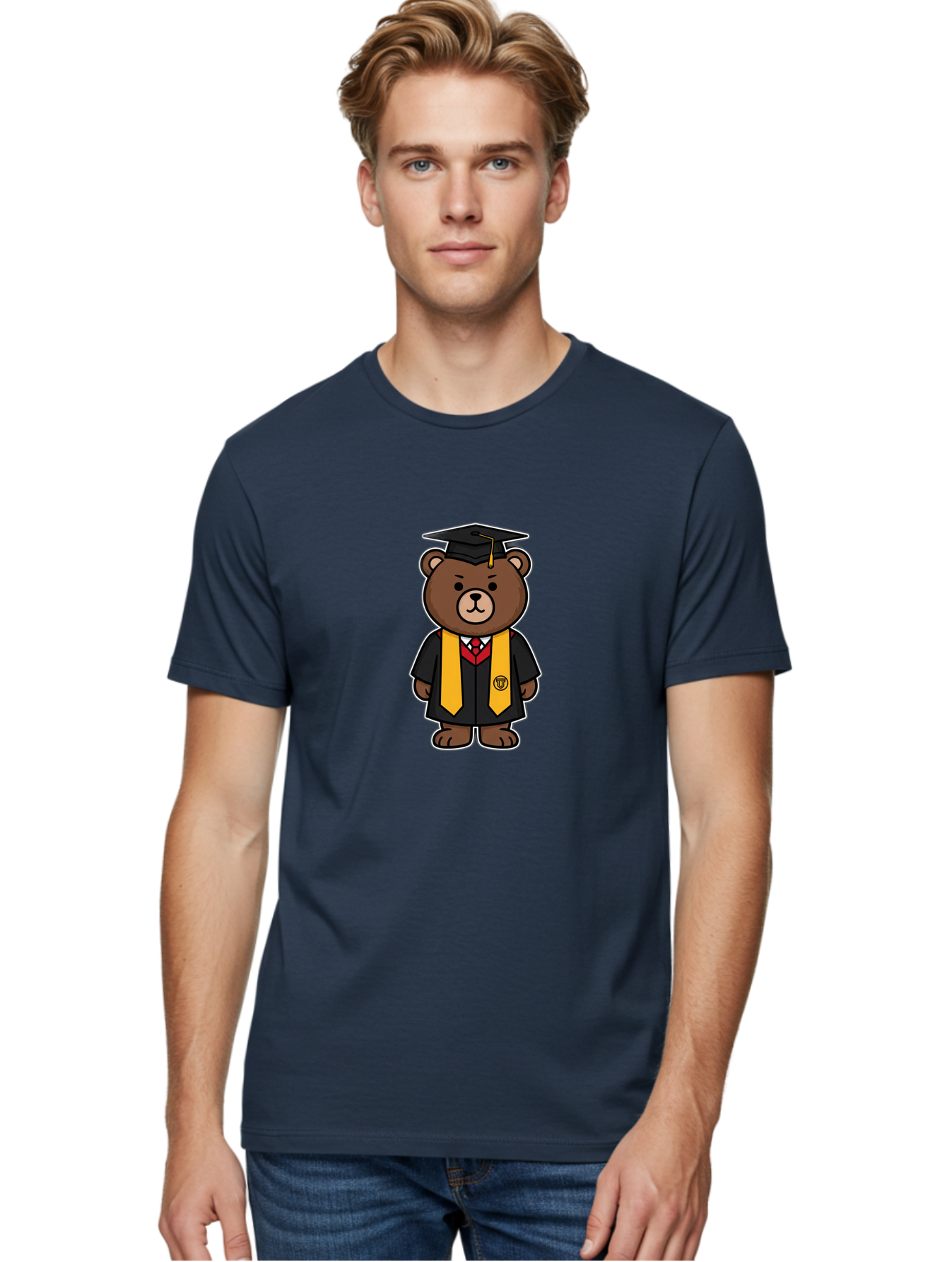 Graduation-Bear Men'S Graphic Tee, 100% Cotton, Comfortable Casual Summer Wear, Machine Washable, Vintage Camera, Old Camera, Antique Camera, Black Camera, Classic Photography, Photography Equipment, Nostalgic Device, Film Camera, Camera Art Baf134