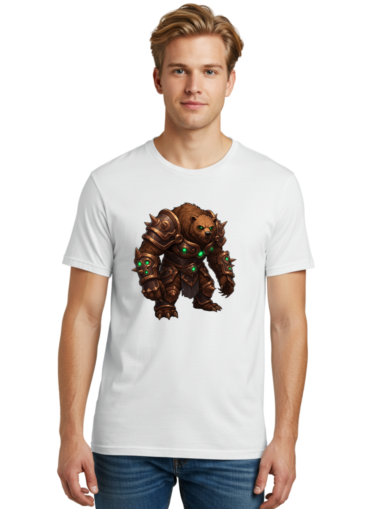 Guardian-Bear-1 Men'S Graphic Tee, 100% Cotton, Comfortable Casual Summer Wear, Machine Washable, Vintage Camera, Old Camera, Antique Camera, Black Camera, Classic Photography, Photography Equipment, Nostalgic Device, Film Camera, Camera Art Baf140