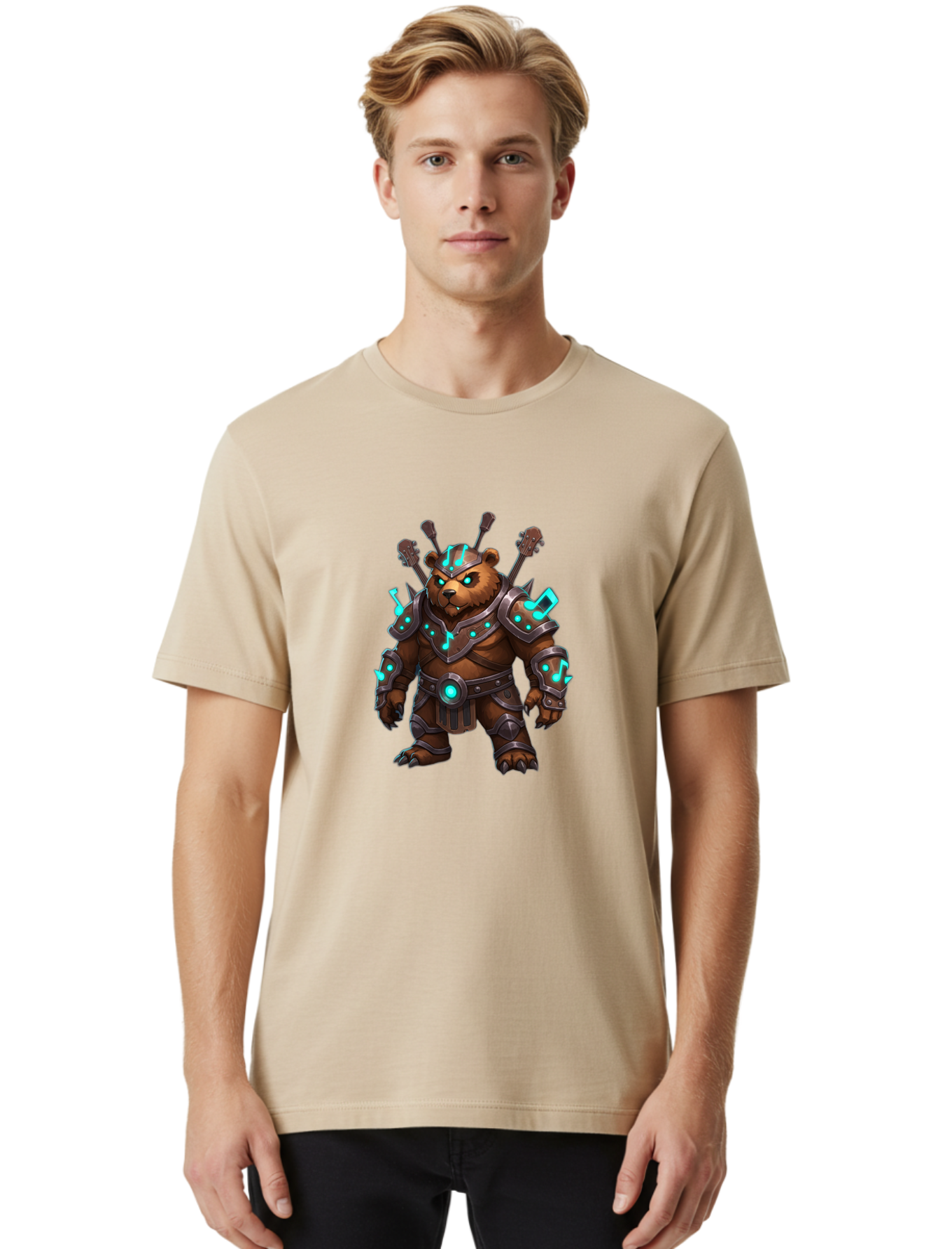 Guitar-Bear-Knight Men'S Graphic Tee, 100% Cotton, Comfortable Casual Summer Wear, Machine Washable, Vintage Camera, Old Camera, Antique Camera, Black Camera, Classic Photography, Photography Equipment, Nostalgic Device, Film Camera, Baf142