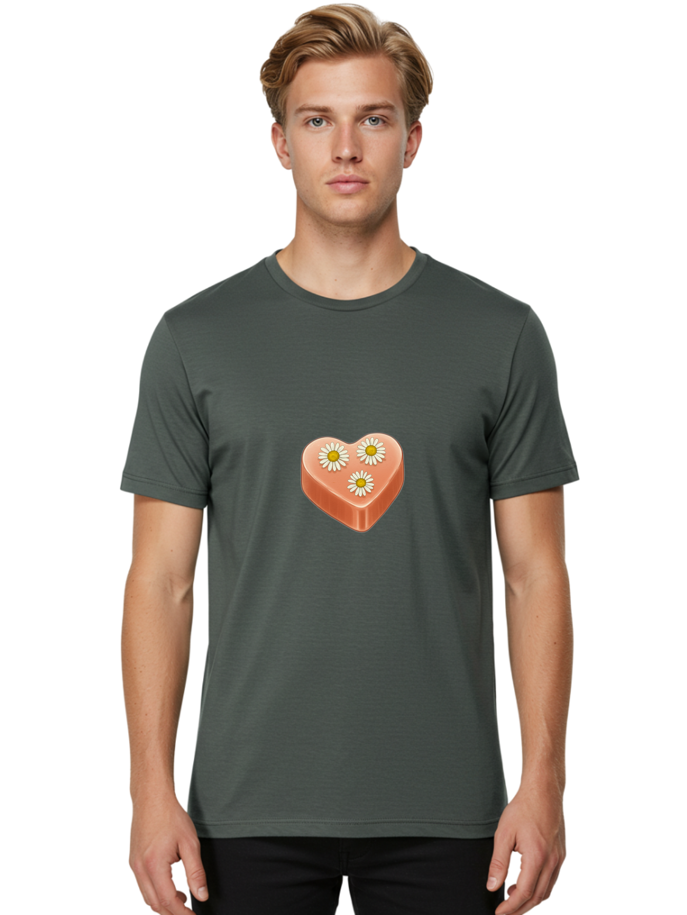 Heart-With-Daisies Men'S Graphic Tee, 100% Cotton, Comfortable Casual Summer Wear, Machine Washable, Vintage Camera, Old Camera, Antique Camera, Black Camera, Classic Photography, Photography Equipment, Nostalgic Device, Film Camera, Baf145