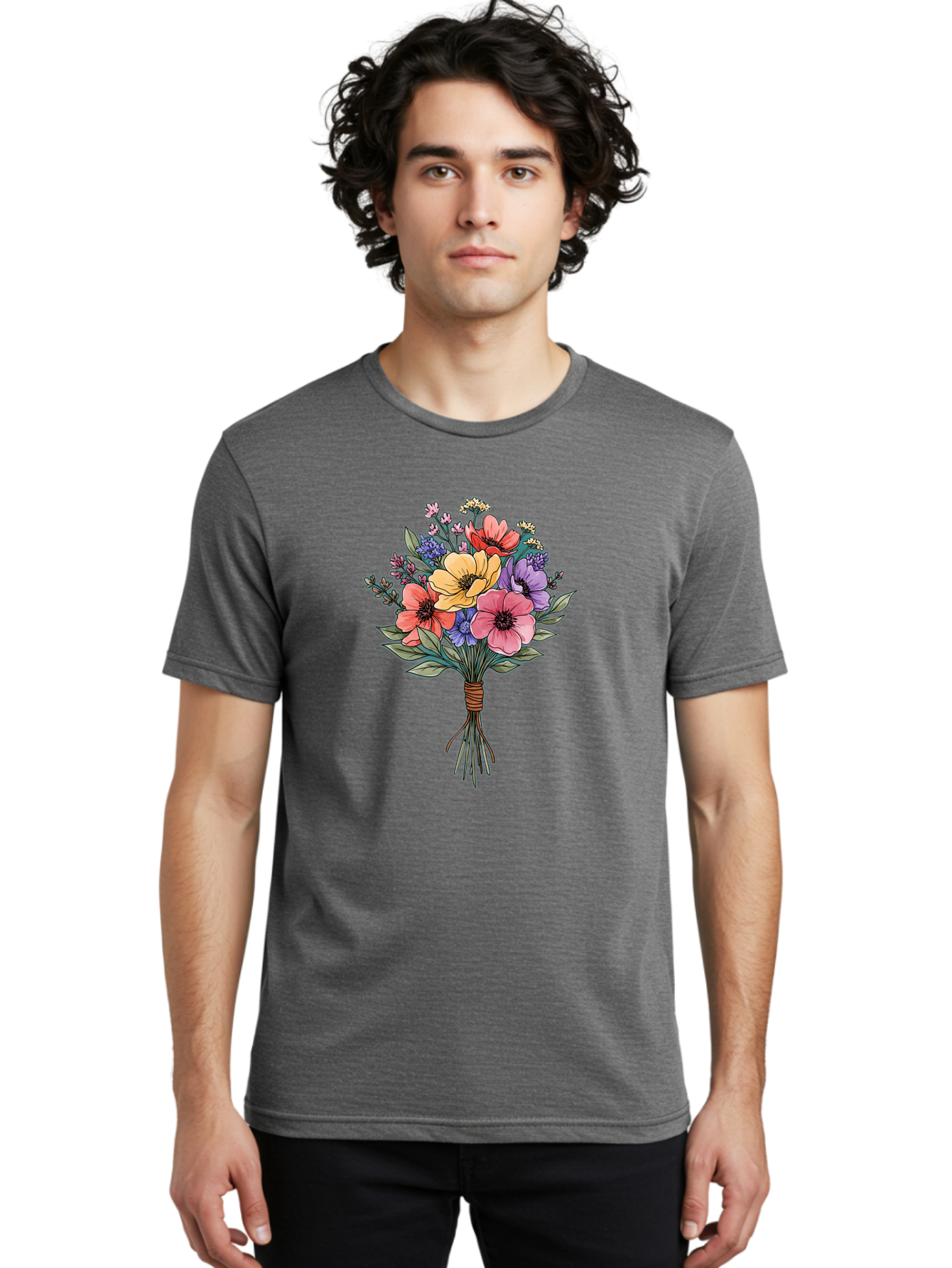 Illustrated-Flower-Bouquet Men'S Graphic Tee, 100% Cotton, Comfortable Casual Summer Wear, Machine Washable, Vintage Camera, Old Camera, Antique Camera, Black Camera, Classic Photography, Photography Equipment, Nostalgic Device, Film Camera, Baf150