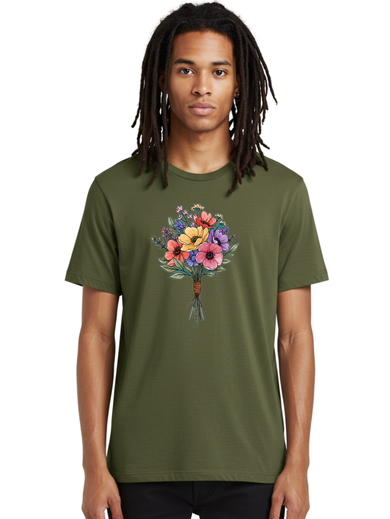 Illustrated-Flower-Bouquet Men'S Graphic Tee, 100% Cotton, Comfortable Casual Summer Wear, Machine Washable, Vintage Camera, Old Camera, Antique Camera, Black Camera, Classic Photography, Photography Equipment, Nostalgic Device, Film Camera, Baf150