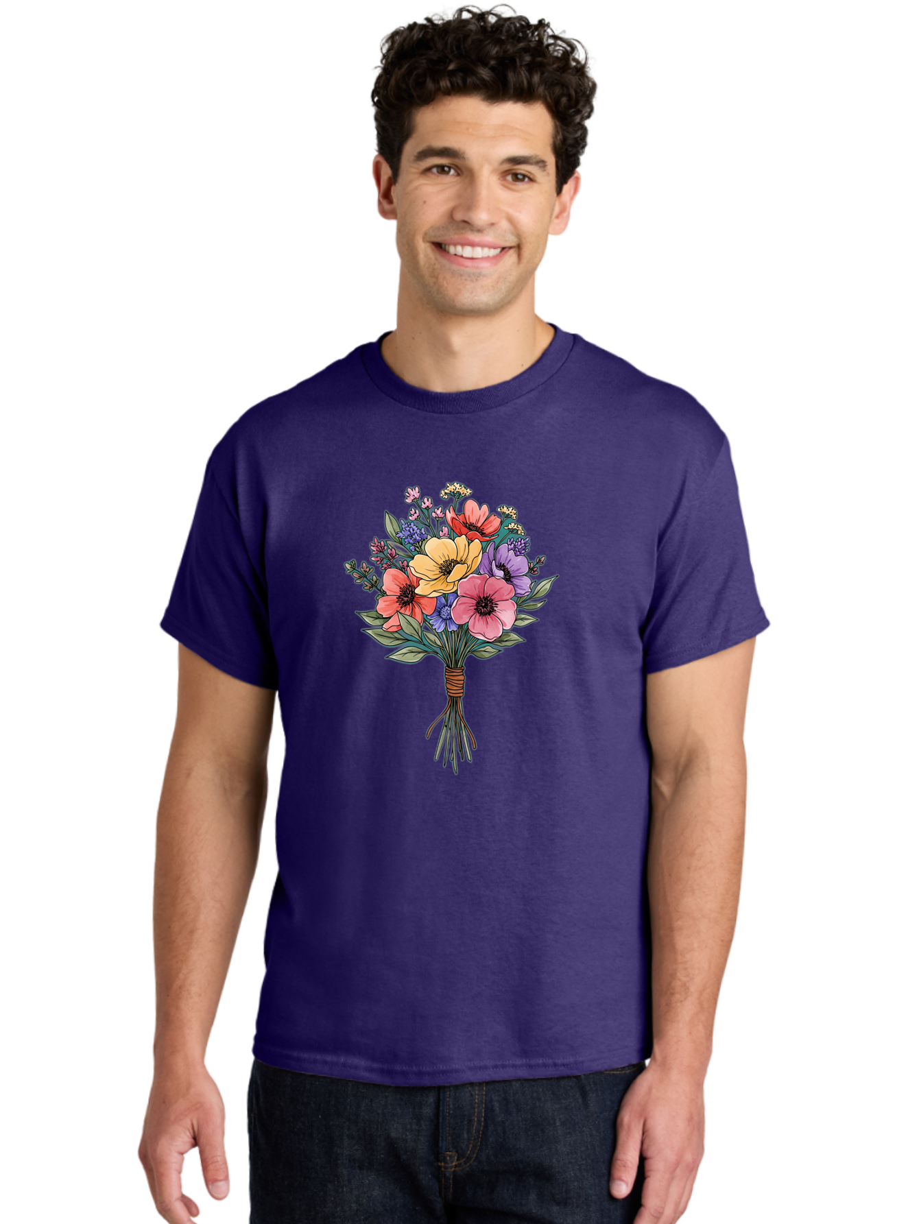 Illustrated-Flower-Bouquet Men'S Graphic Tee, 100% Cotton, Comfortable Casual Summer Wear, Machine Washable, Vintage Camera, Old Camera, Antique Camera, Black Camera, Classic Photography, Photography Equipment, Nostalgic Device, Film Camera, Baf150