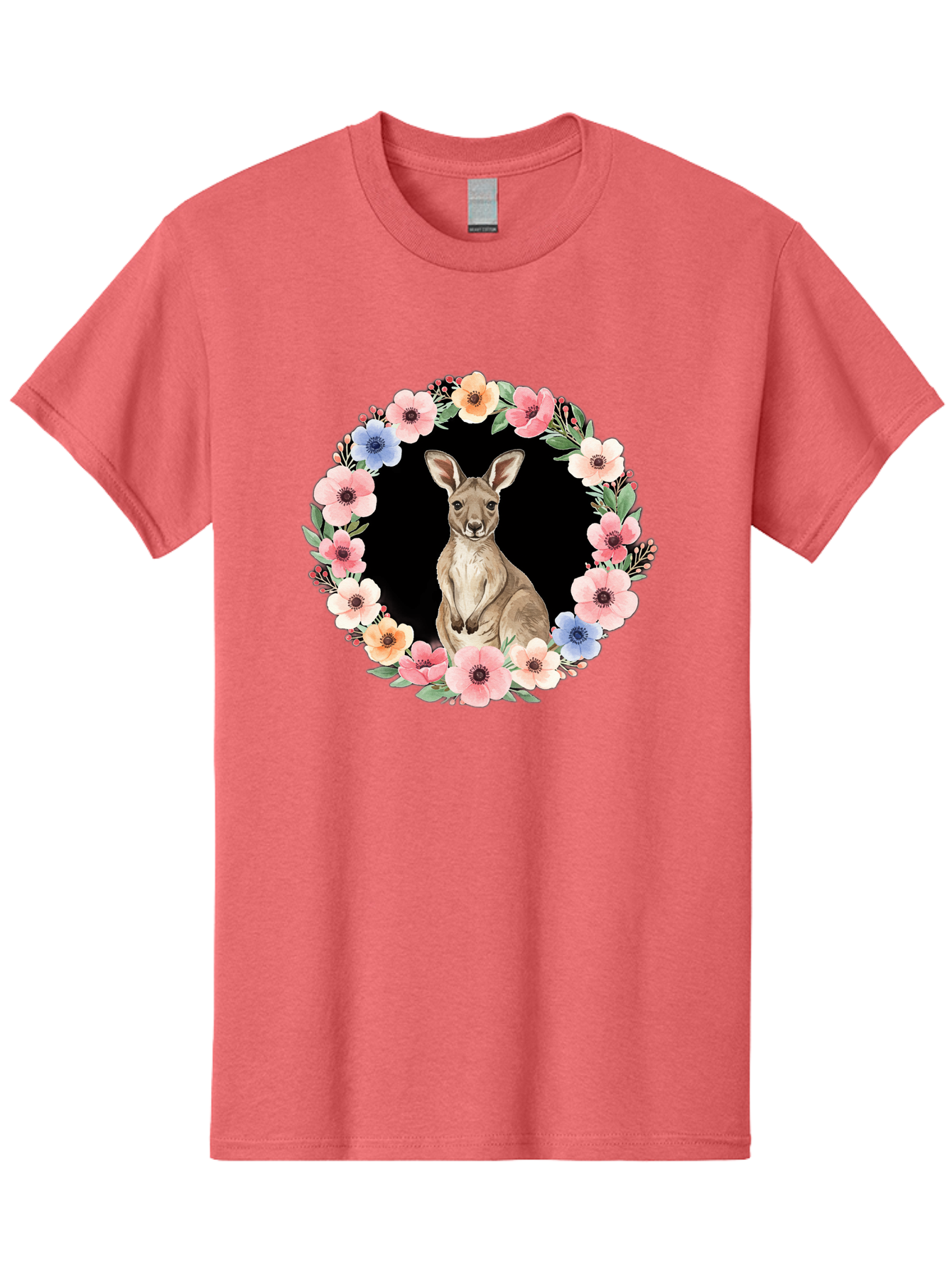 Kangaroo-In-Floral-Wreath Men'S Graphic Tee, 100% Cotton, Comfortable Casual Summer Wear, Machine Washable, Vintage Camera, Old Camera, Antique Camera, Black Camera, Classic Photography, Photography Equipment, Nostalgic Device, Film Camera, Baf157