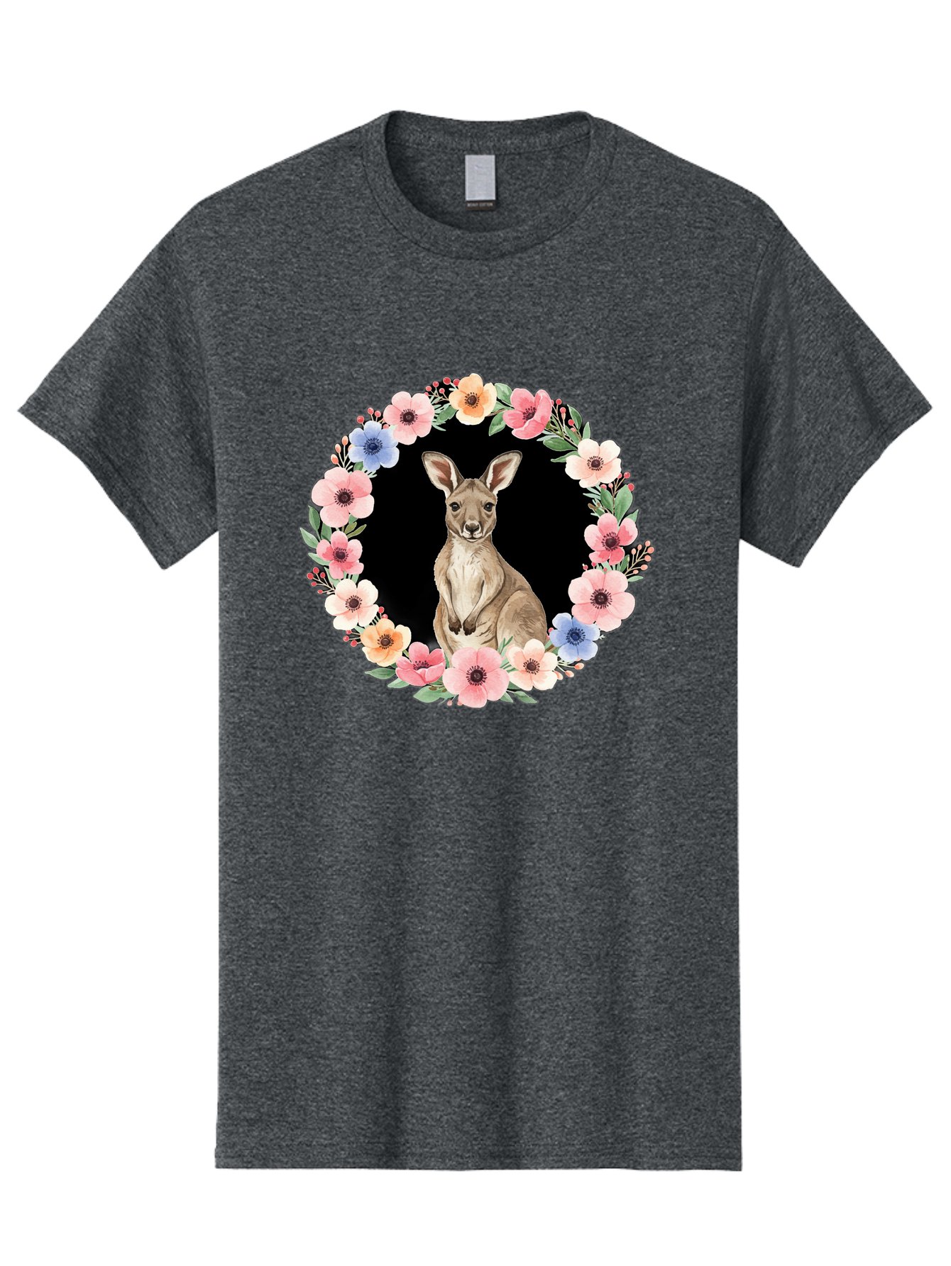 Kangaroo-In-Floral-Wreath Men'S Graphic Tee, 100% Cotton, Comfortable Casual Summer Wear, Machine Washable, Vintage Camera, Old Camera, Antique Camera, Black Camera, Classic Photography, Photography Equipment, Nostalgic Device, Film Camera, Baf157
