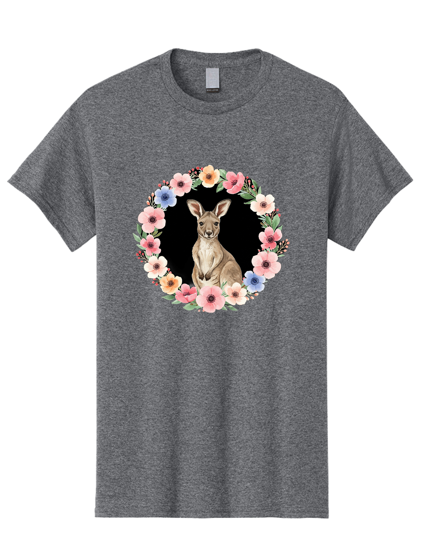 Kangaroo-In-Floral-Wreath Men'S Graphic Tee, 100% Cotton, Comfortable Casual Summer Wear, Machine Washable, Vintage Camera, Old Camera, Antique Camera, Black Camera, Classic Photography, Photography Equipment, Nostalgic Device, Film Camera, Baf157