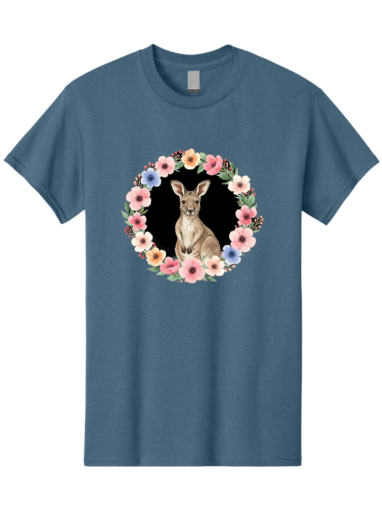 Kangaroo-In-Floral-Wreath Men'S Graphic Tee, 100% Cotton, Comfortable Casual Summer Wear, Machine Washable, Vintage Camera, Old Camera, Antique Camera, Black Camera, Classic Photography, Photography Equipment, Nostalgic Device, Film Camera, Baf157