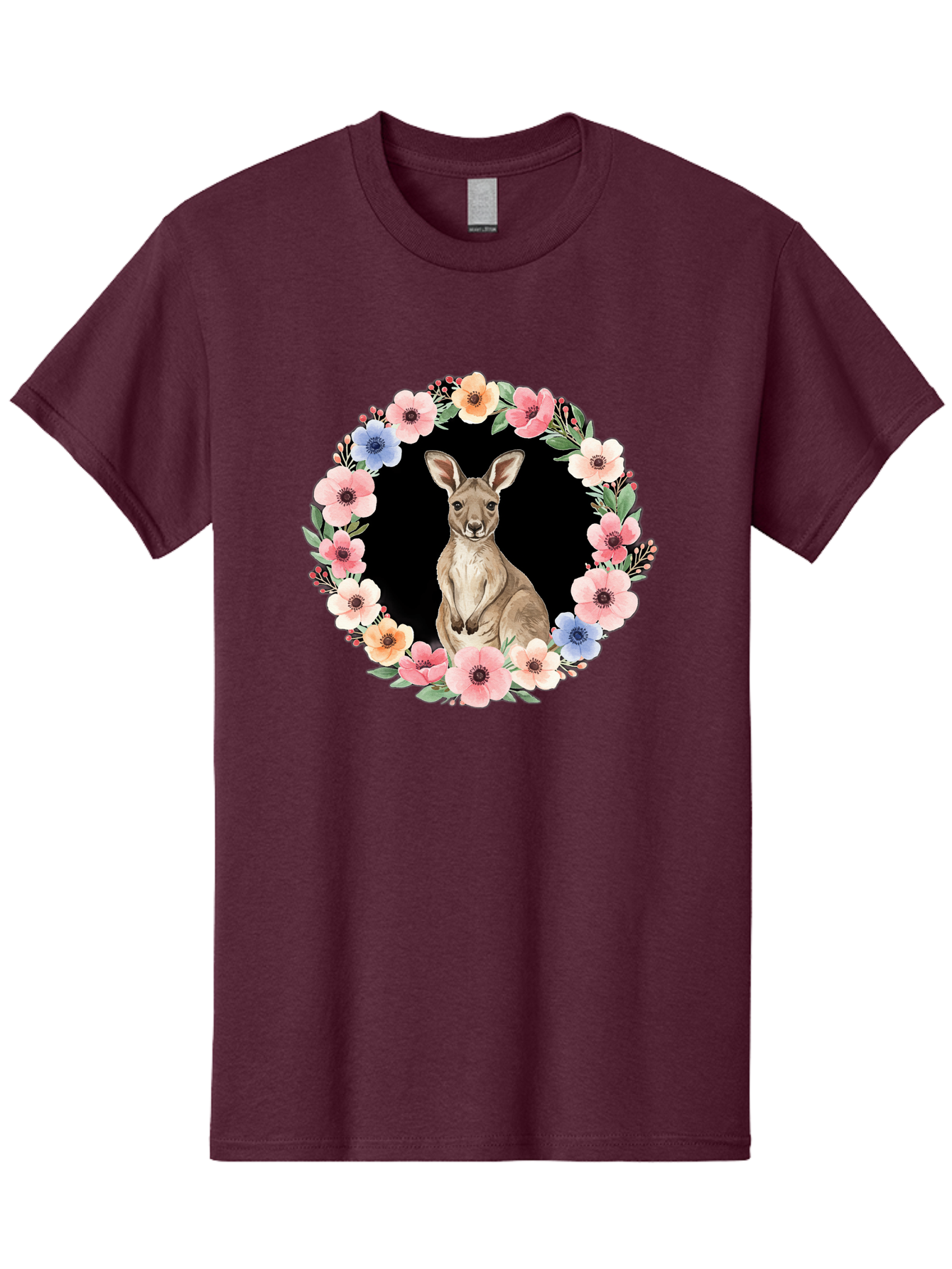 Kangaroo-In-Floral-Wreath Men'S Graphic Tee, 100% Cotton, Comfortable Casual Summer Wear, Machine Washable, Vintage Camera, Old Camera, Antique Camera, Black Camera, Classic Photography, Photography Equipment, Nostalgic Device, Film Camera, Baf157