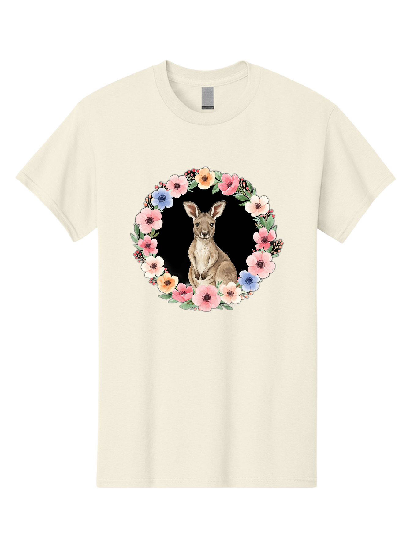 Kangaroo-In-Floral-Wreath Men'S Graphic Tee, 100% Cotton, Comfortable Casual Summer Wear, Machine Washable, Vintage Camera, Old Camera, Antique Camera, Black Camera, Classic Photography, Photography Equipment, Nostalgic Device, Film Camera, Baf157