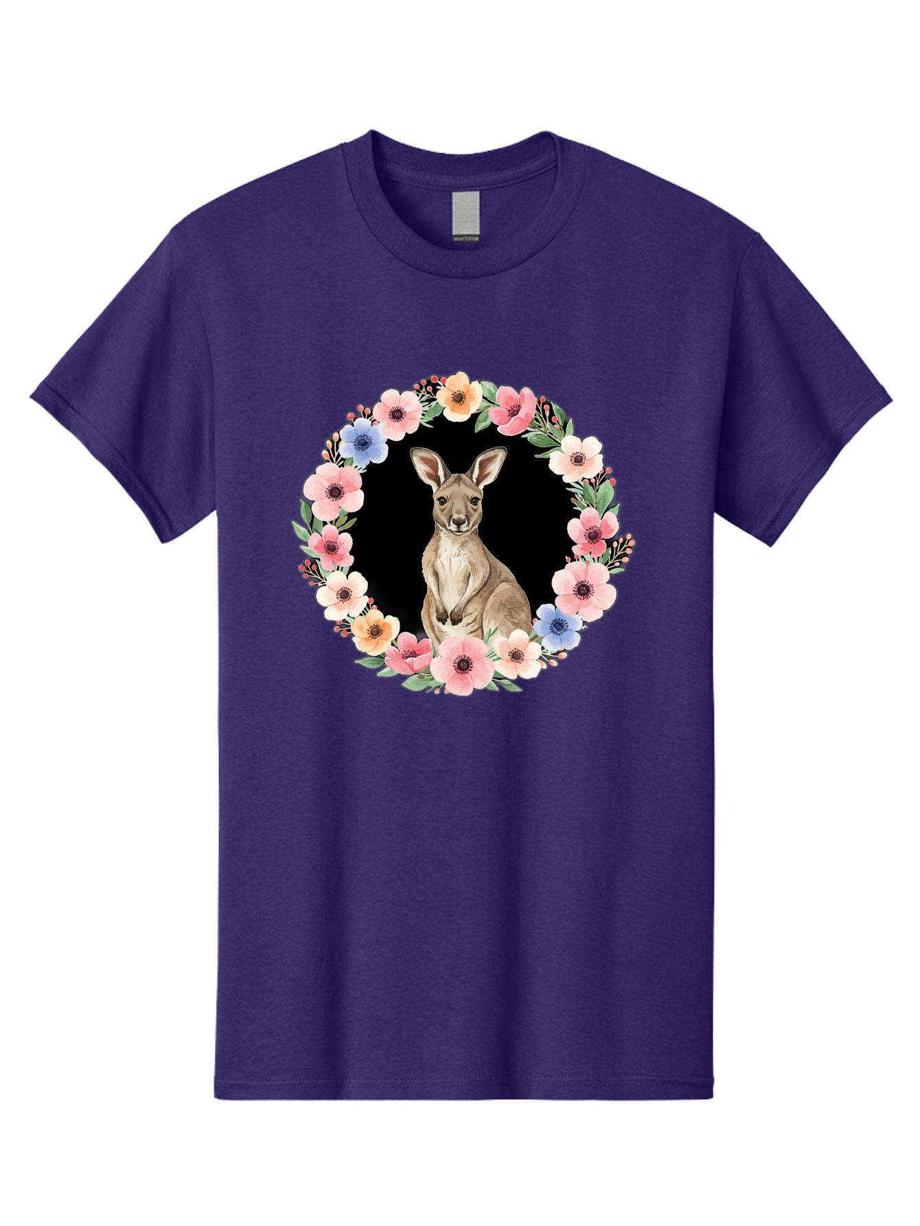 Kangaroo-In-Floral-Wreath Men'S Graphic Tee, 100% Cotton, Comfortable Casual Summer Wear, Machine Washable, Vintage Camera, Old Camera, Antique Camera, Black Camera, Classic Photography, Photography Equipment, Nostalgic Device, Film Camera, Baf157
