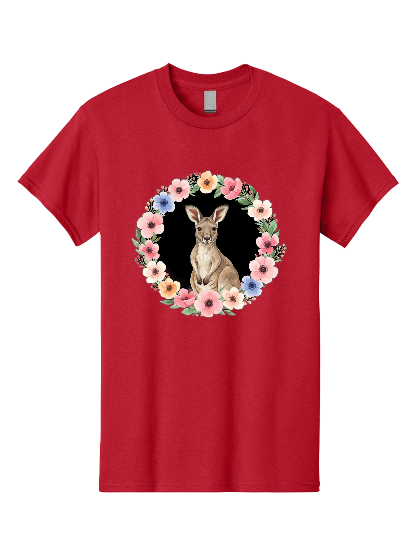 Kangaroo-In-Floral-Wreath Men'S Graphic Tee, 100% Cotton, Comfortable Casual Summer Wear, Machine Washable, Vintage Camera, Old Camera, Antique Camera, Black Camera, Classic Photography, Photography Equipment, Nostalgic Device, Film Camera, Baf157