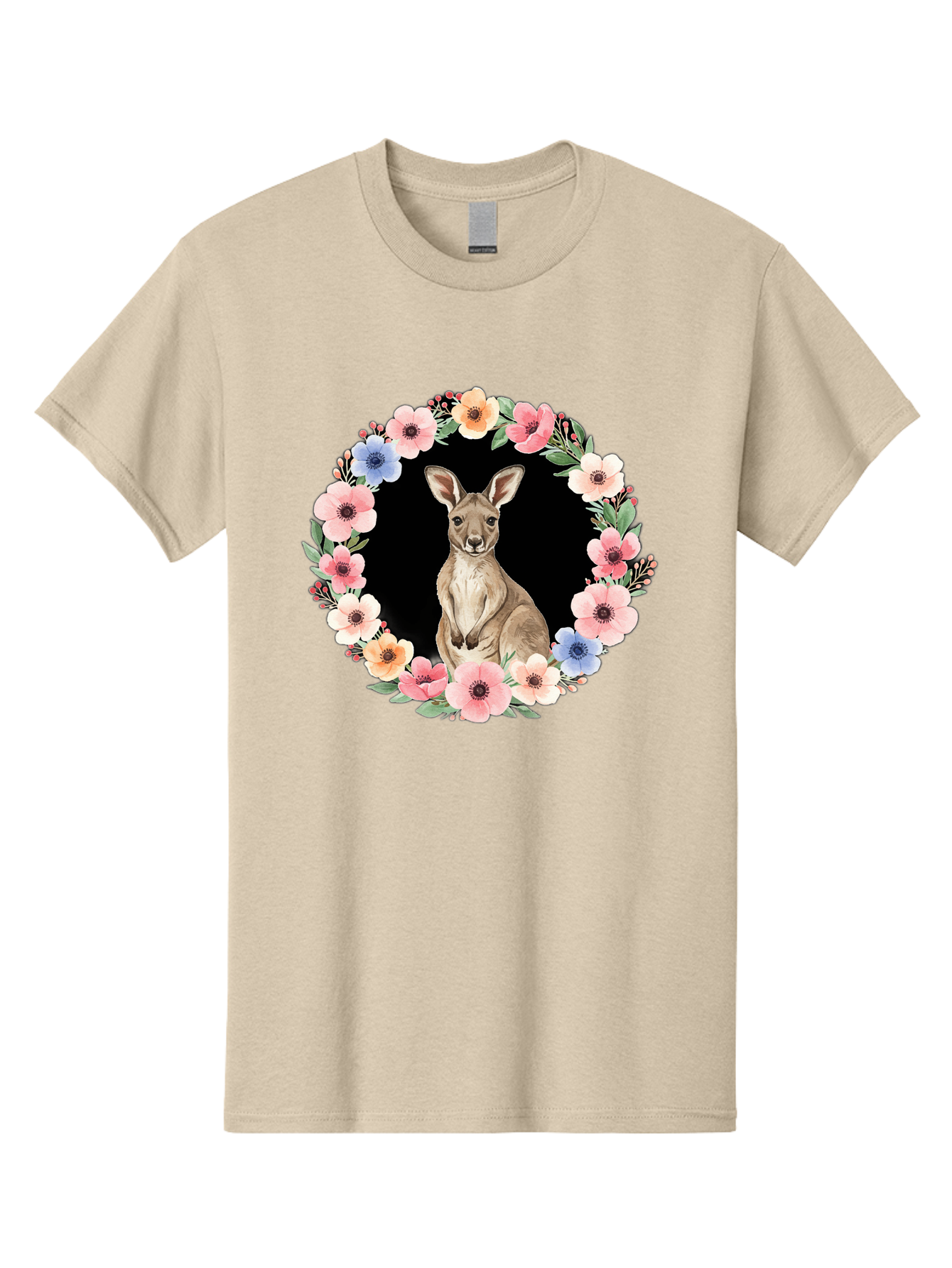 Kangaroo-In-Floral-Wreath Men'S Graphic Tee, 100% Cotton, Comfortable Casual Summer Wear, Machine Washable, Vintage Camera, Old Camera, Antique Camera, Black Camera, Classic Photography, Photography Equipment, Nostalgic Device, Film Camera, Baf157