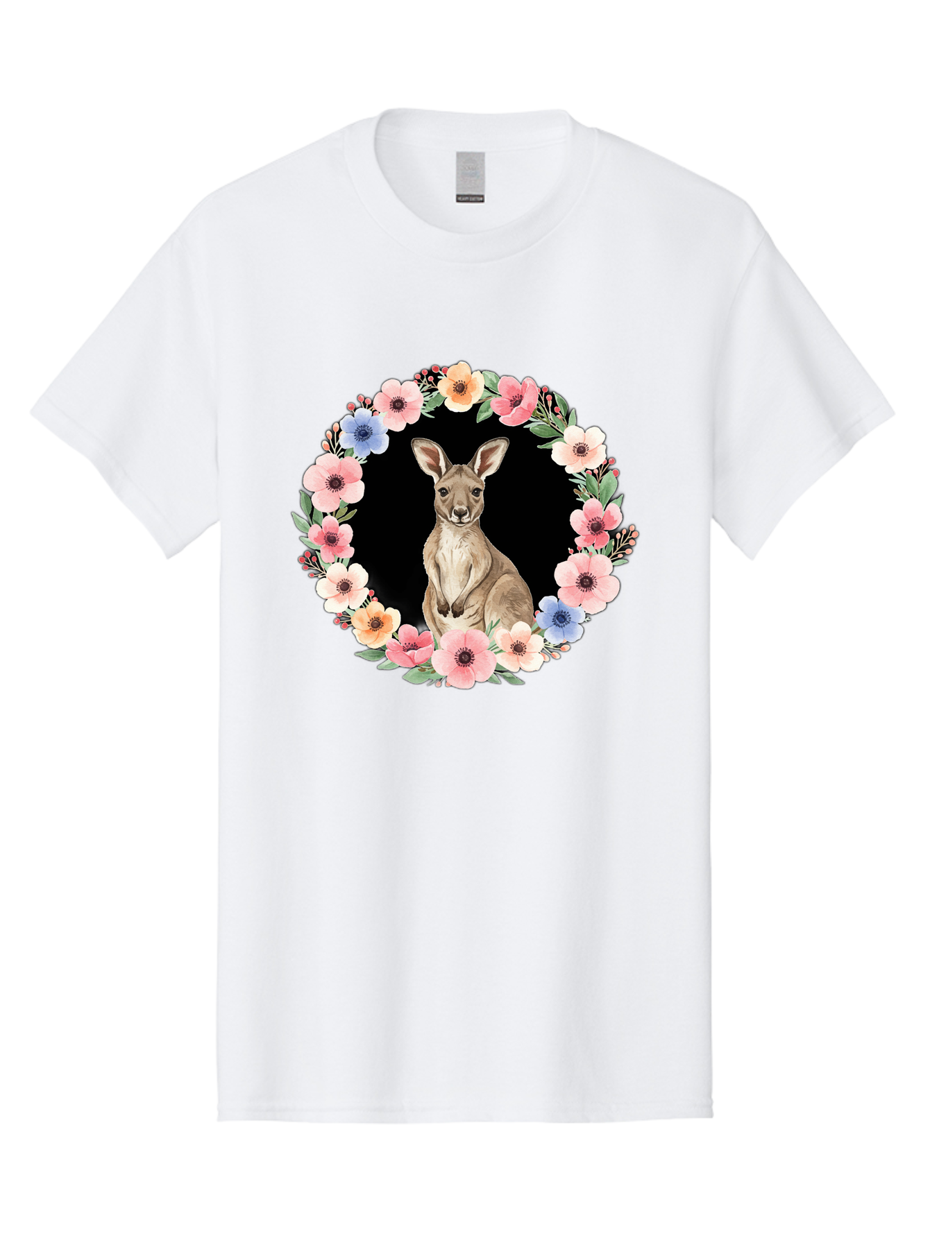 Kangaroo-In-Floral-Wreath Men'S Graphic Tee, 100% Cotton, Comfortable Casual Summer Wear, Machine Washable, Vintage Camera, Old Camera, Antique Camera, Black Camera, Classic Photography, Photography Equipment, Nostalgic Device, Film Camera, Baf157